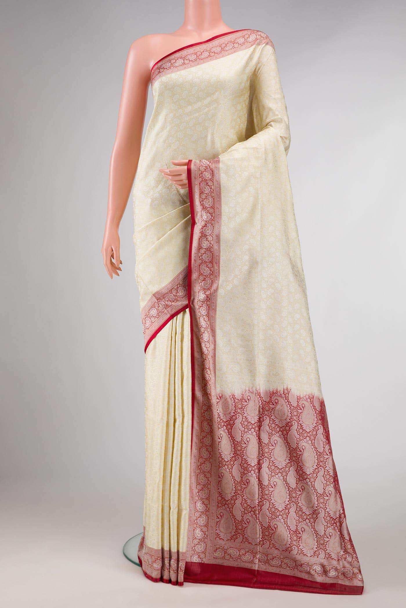 Off White Dual Tone Banarasi Silk Saree