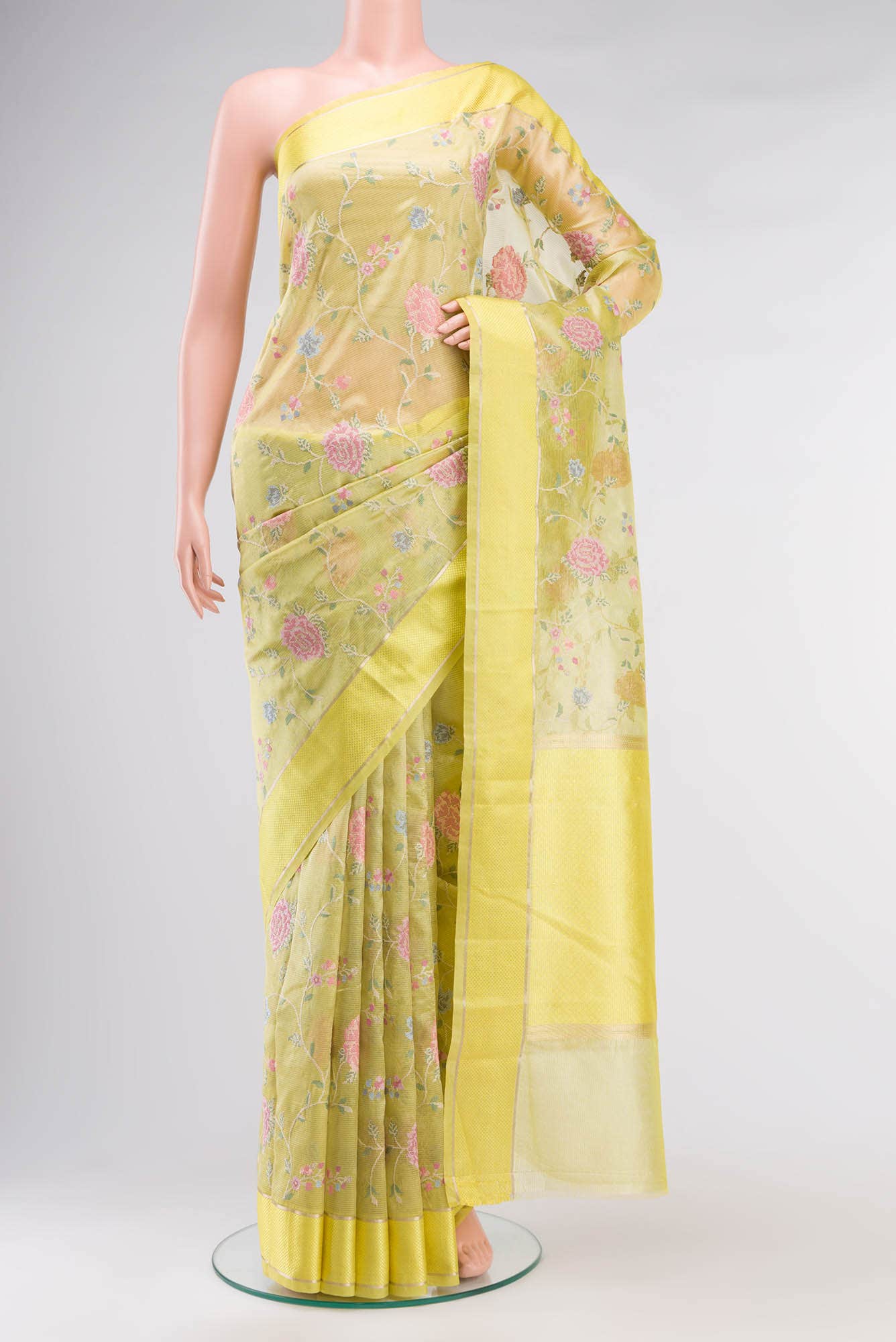 Yellow Tissue Silk Saree