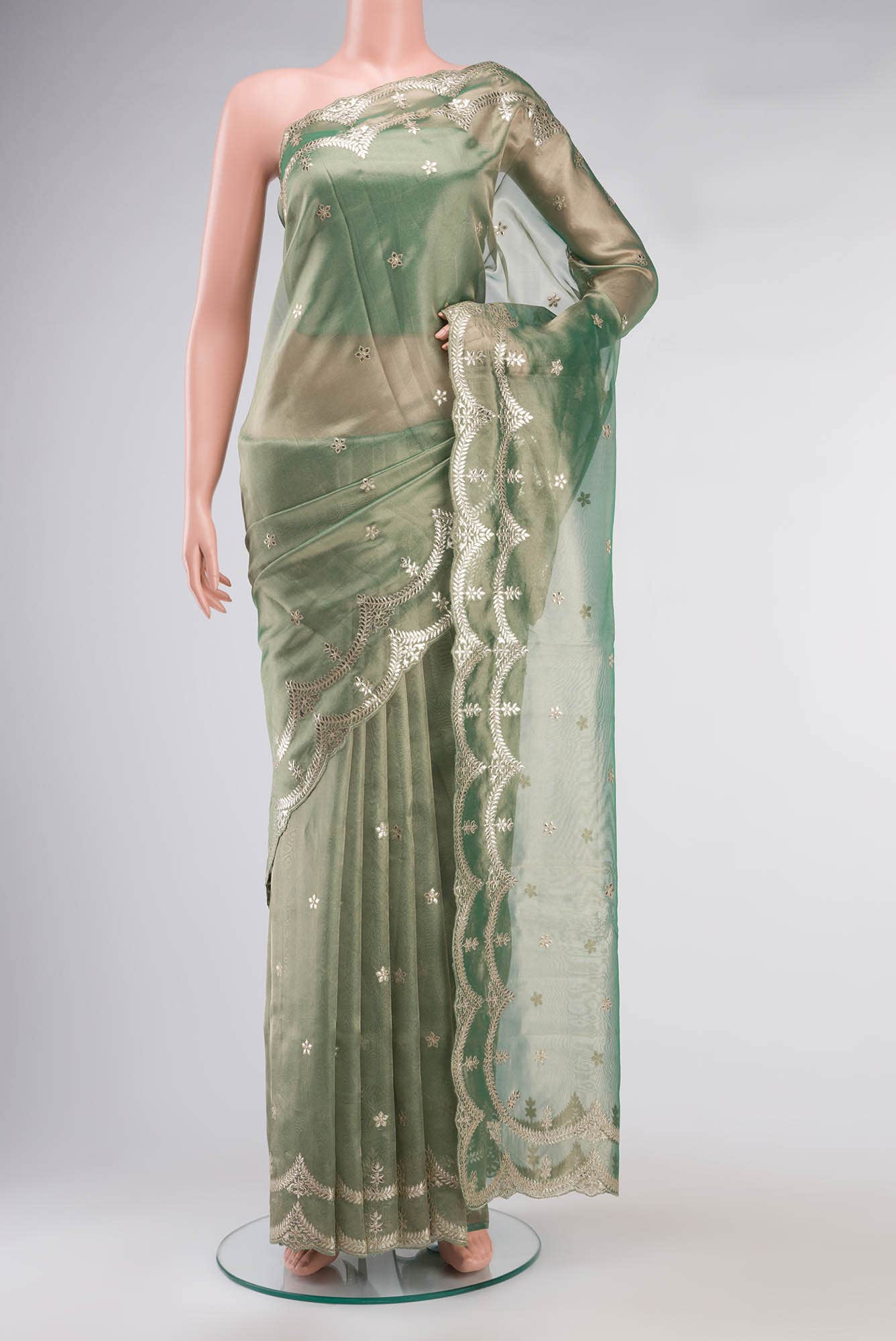 Green Organza Silk Saree