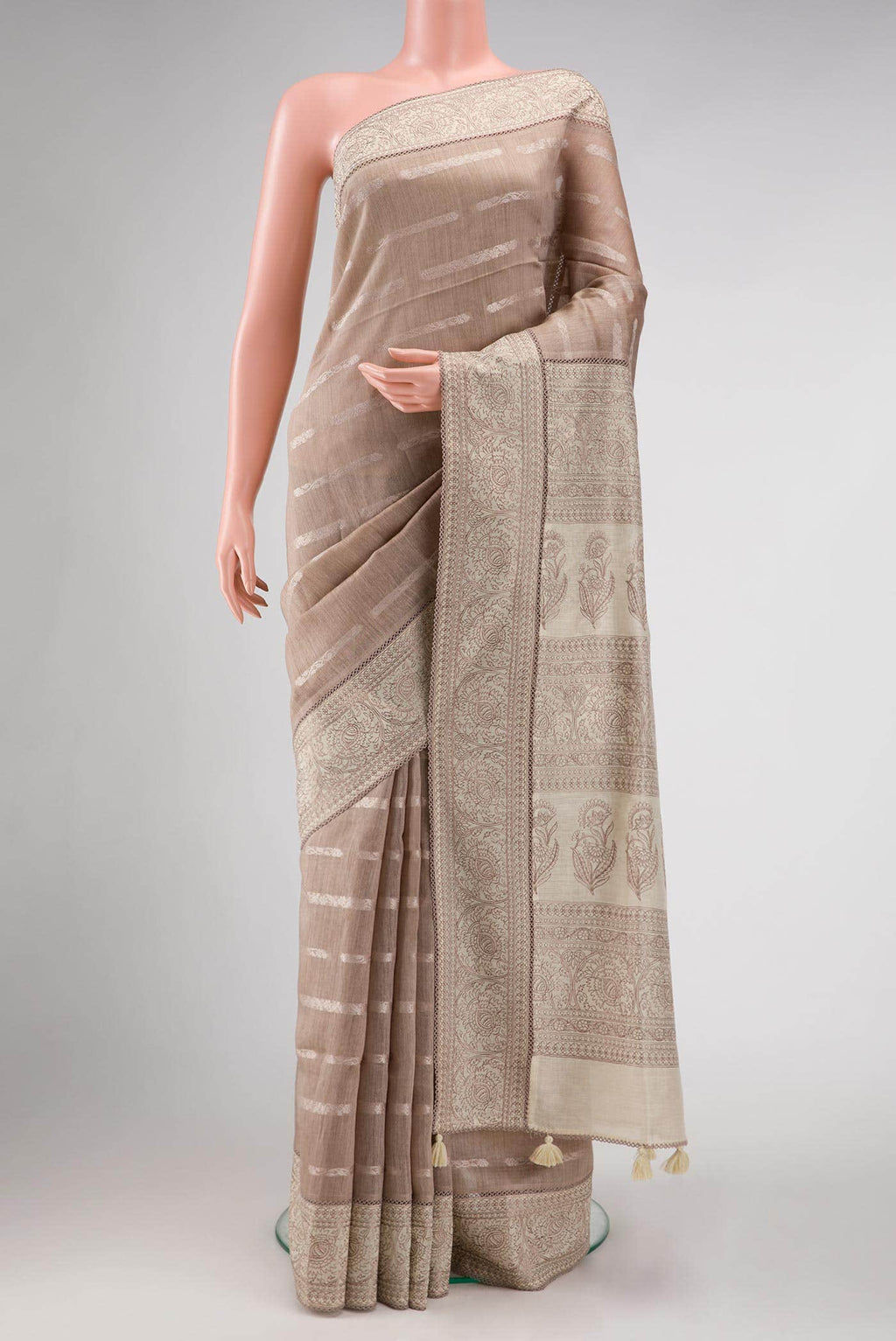 Brown Chanderi Silk Saree