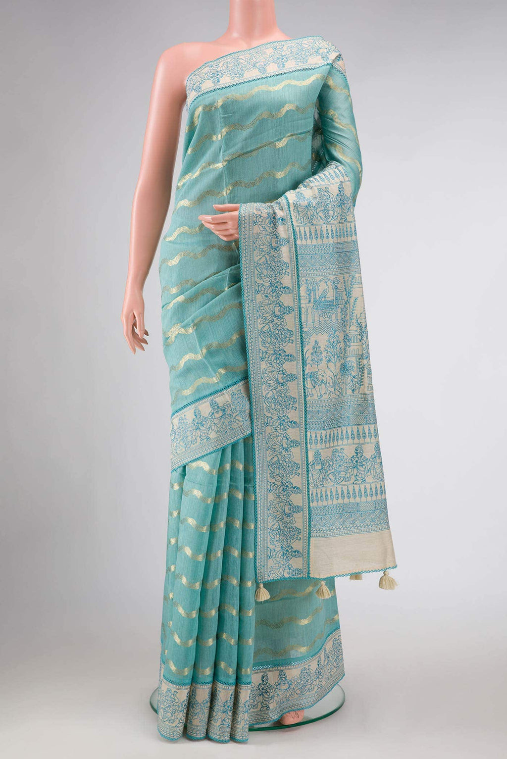 Light Blue Chanderi Silk Saree