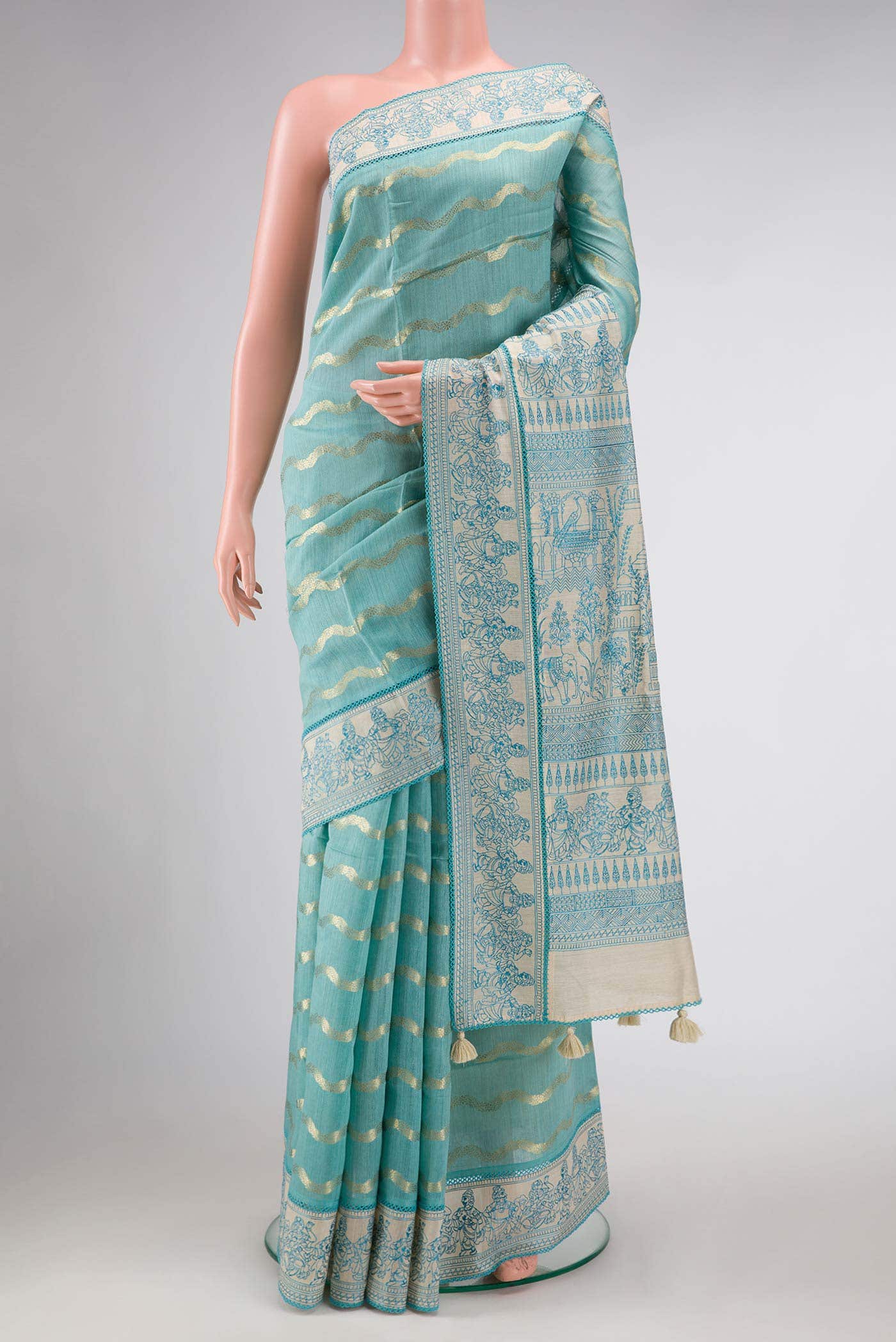 Light Blue Chanderi Silk Saree