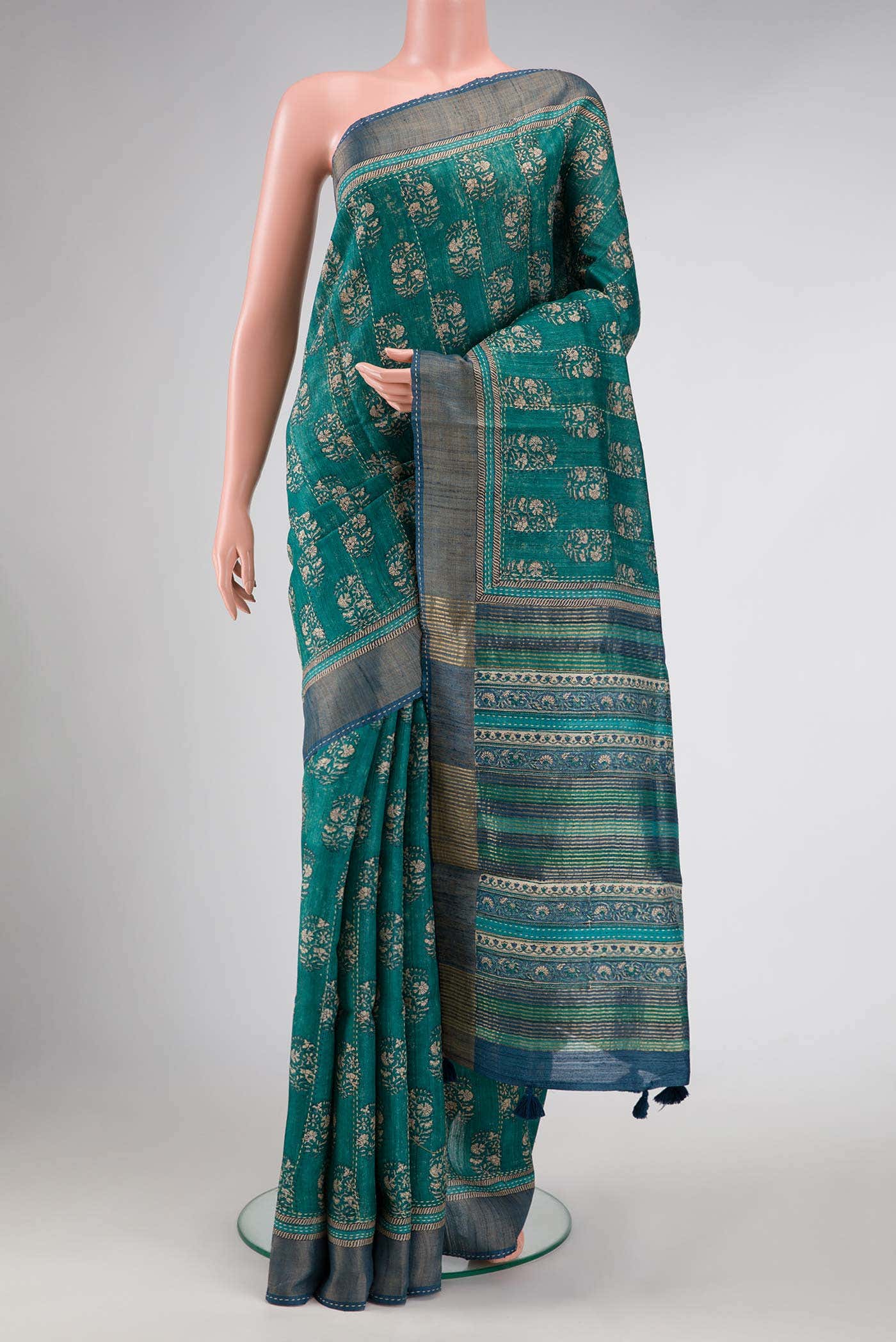 Green Dual Tone Tussar Silk Saree
