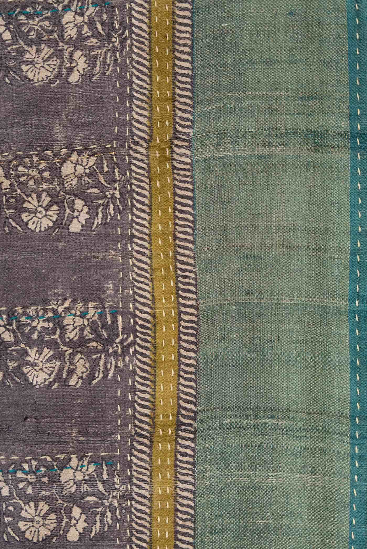 Grey Tussar Silk Saree