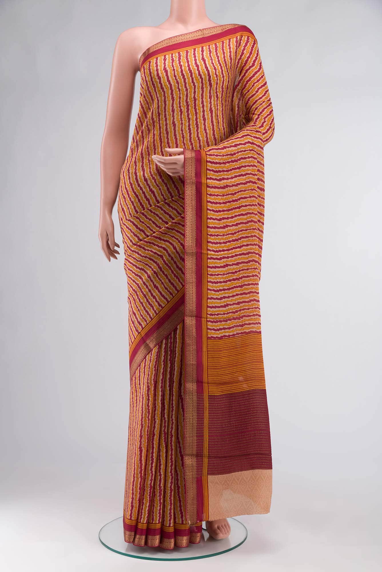 Beige Crepe Saree