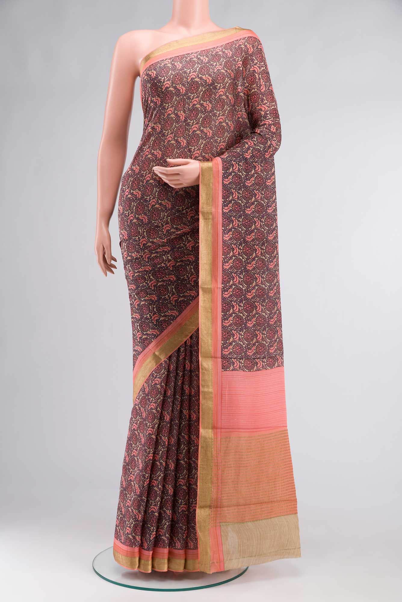Violet Crepe Saree
