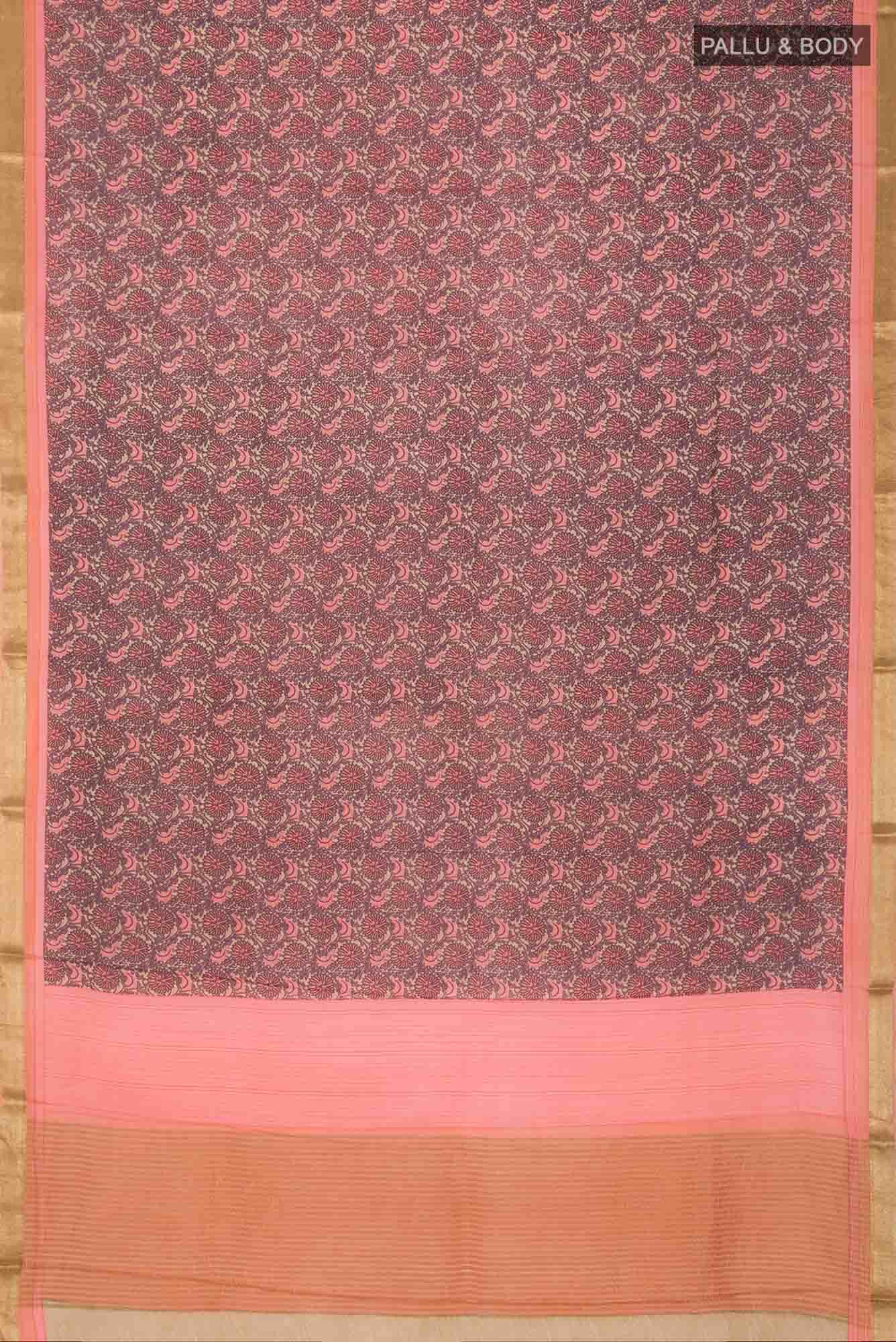 Violet Crepe Saree