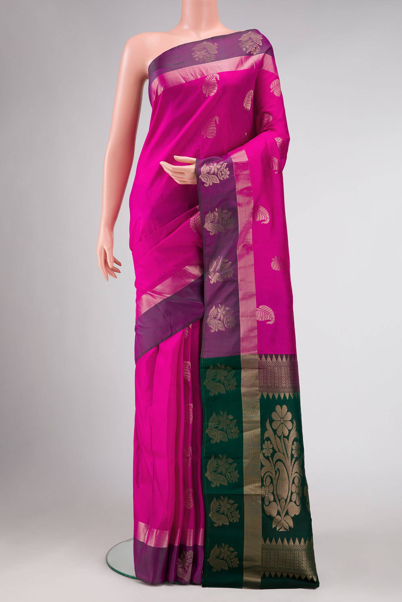 Dark Pink Dual Tone Soft Silk Saree