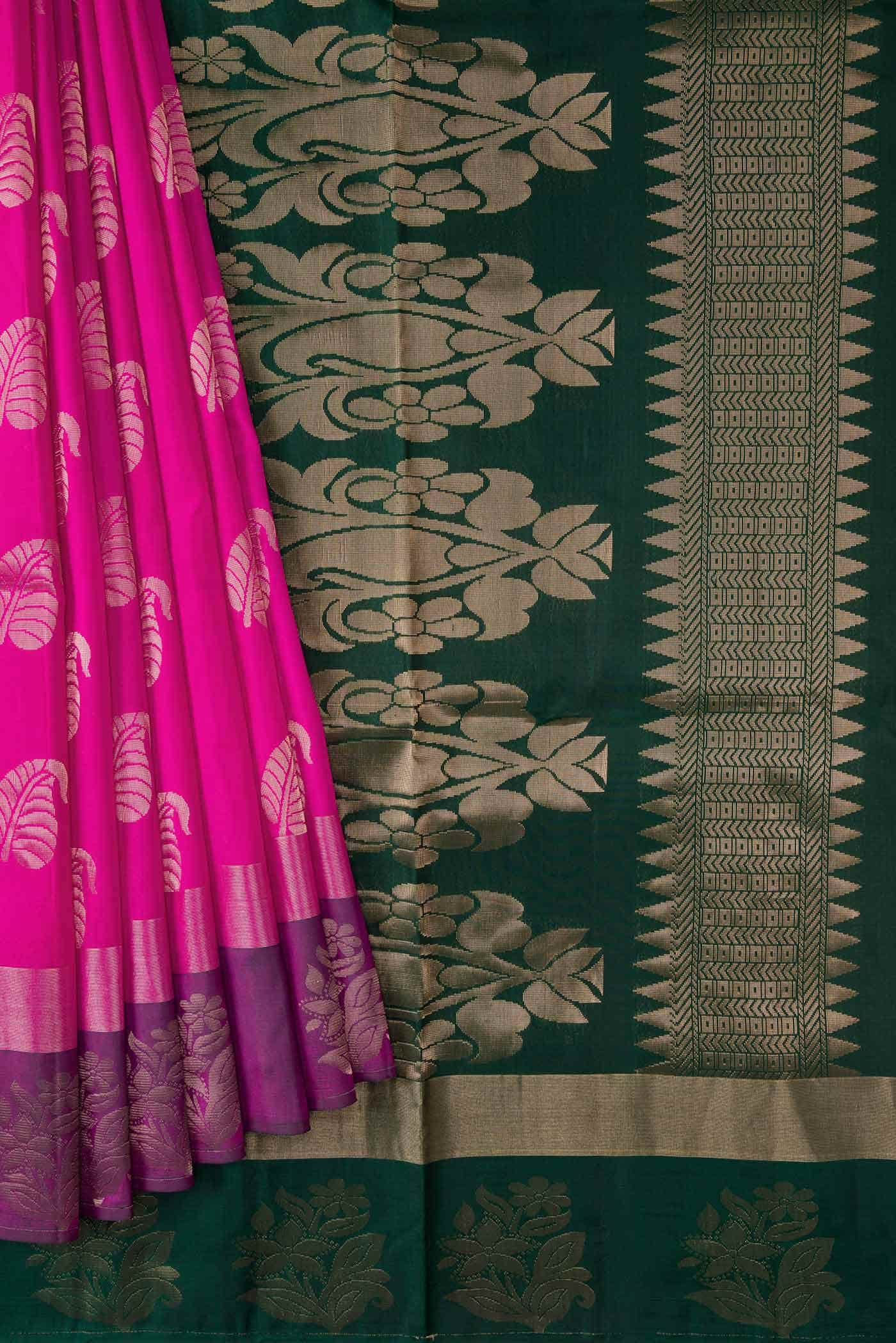 Dark Pink Dual Tone Soft Silk Saree