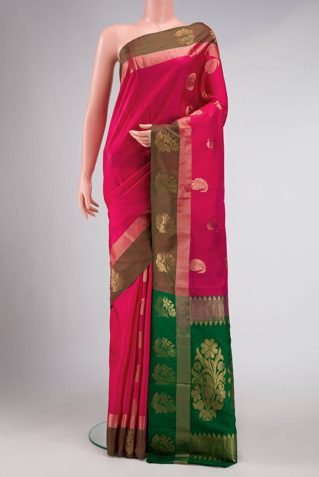 Dark Pink Dual Tone Soft Silk Saree
