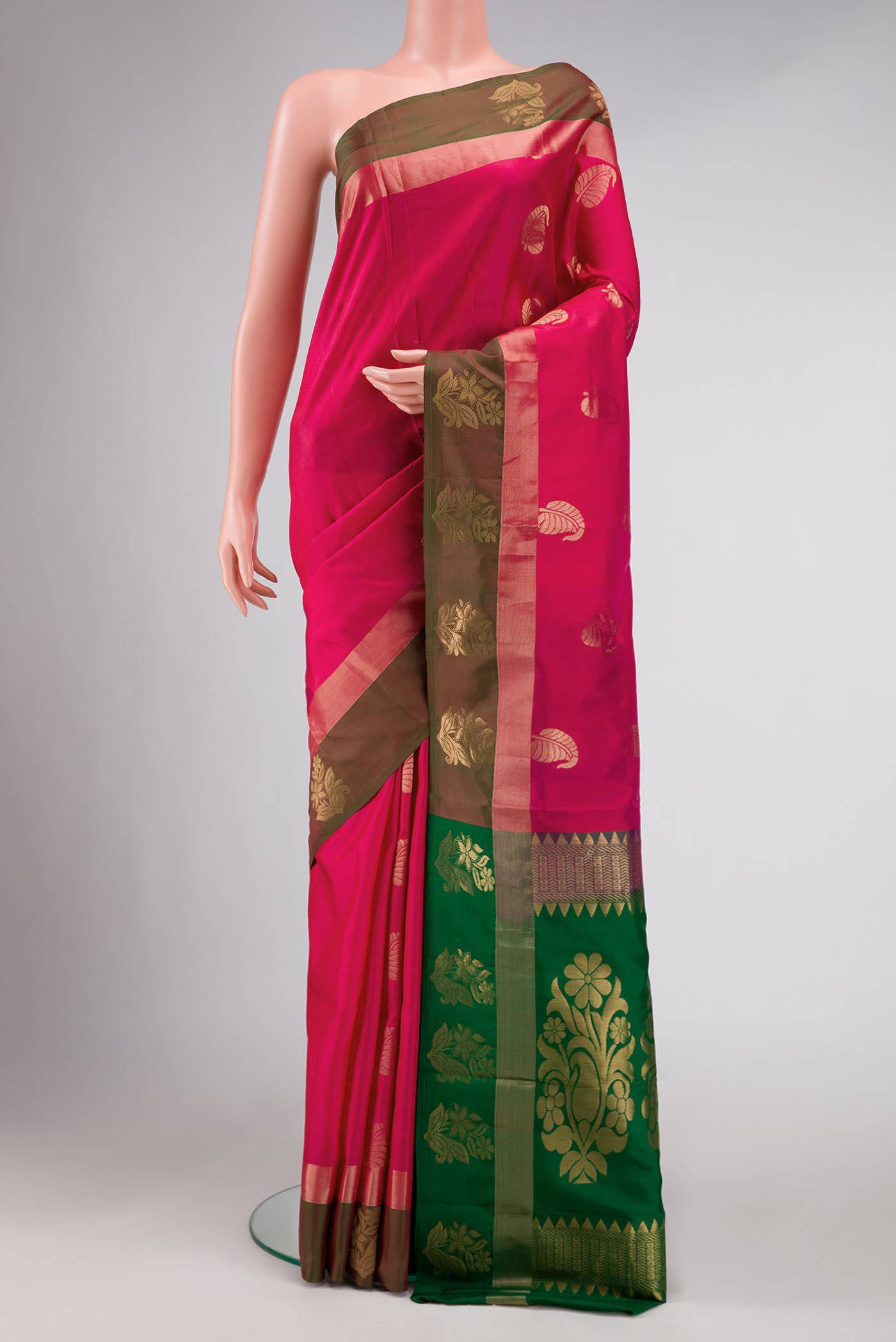 Dark Pink Dual Tone Soft Silk Saree