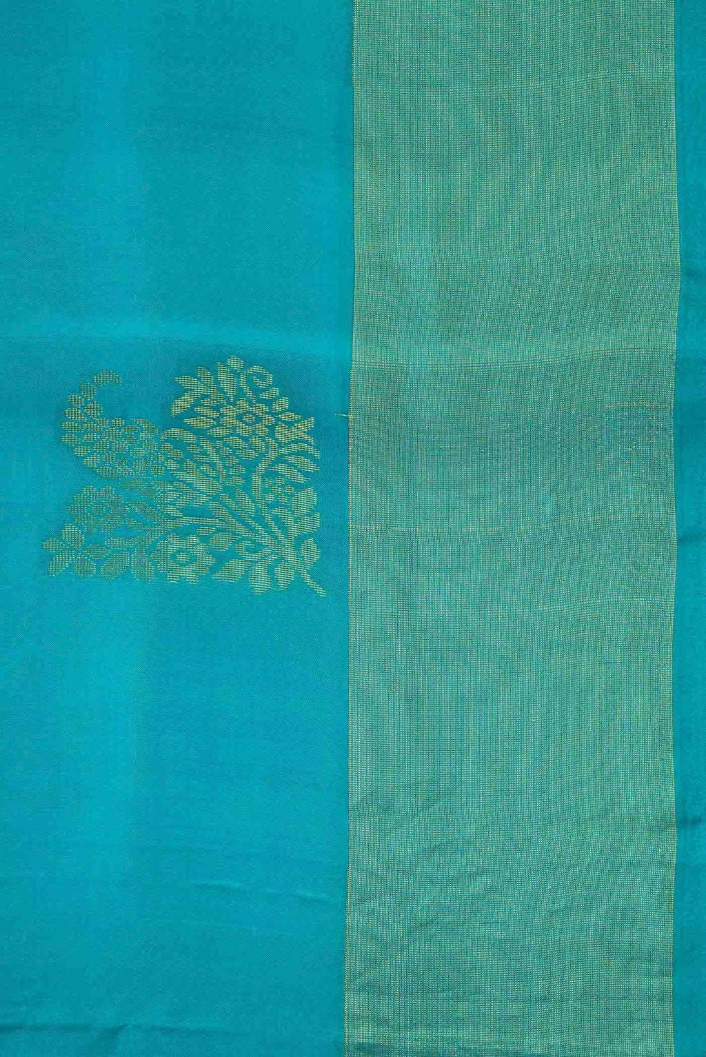 Peacock Blue Dual Tone Soft Silk Saree