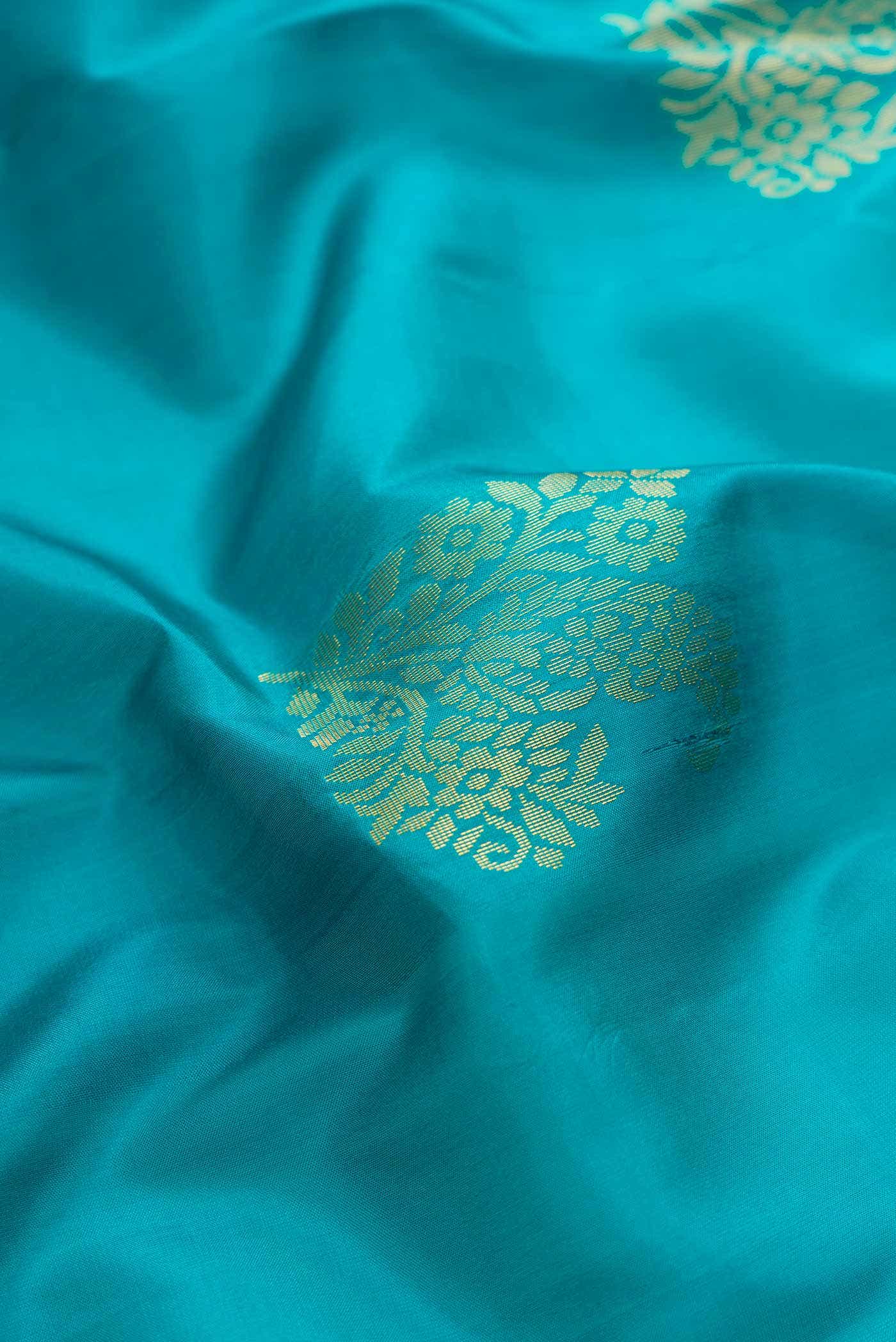 Peacock Blue Dual Tone Soft Silk Saree