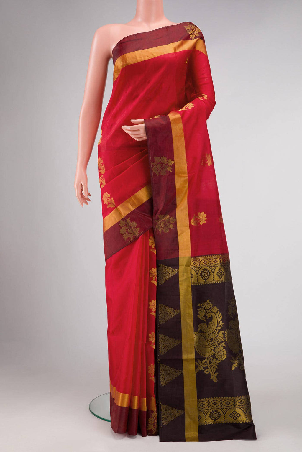 Red Dual Tone Soft Silk Saree