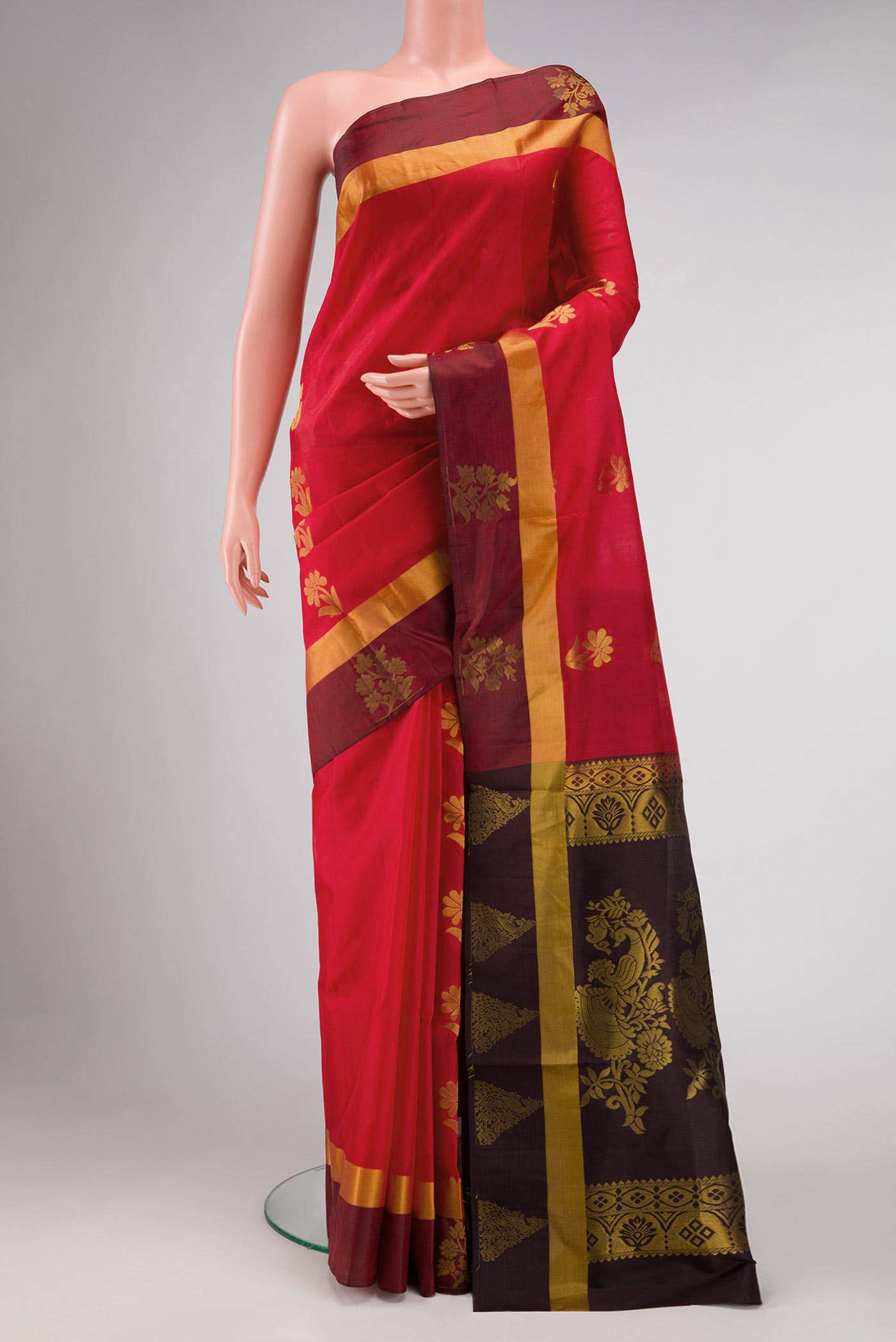 Red Dual Tone Soft Silk Saree