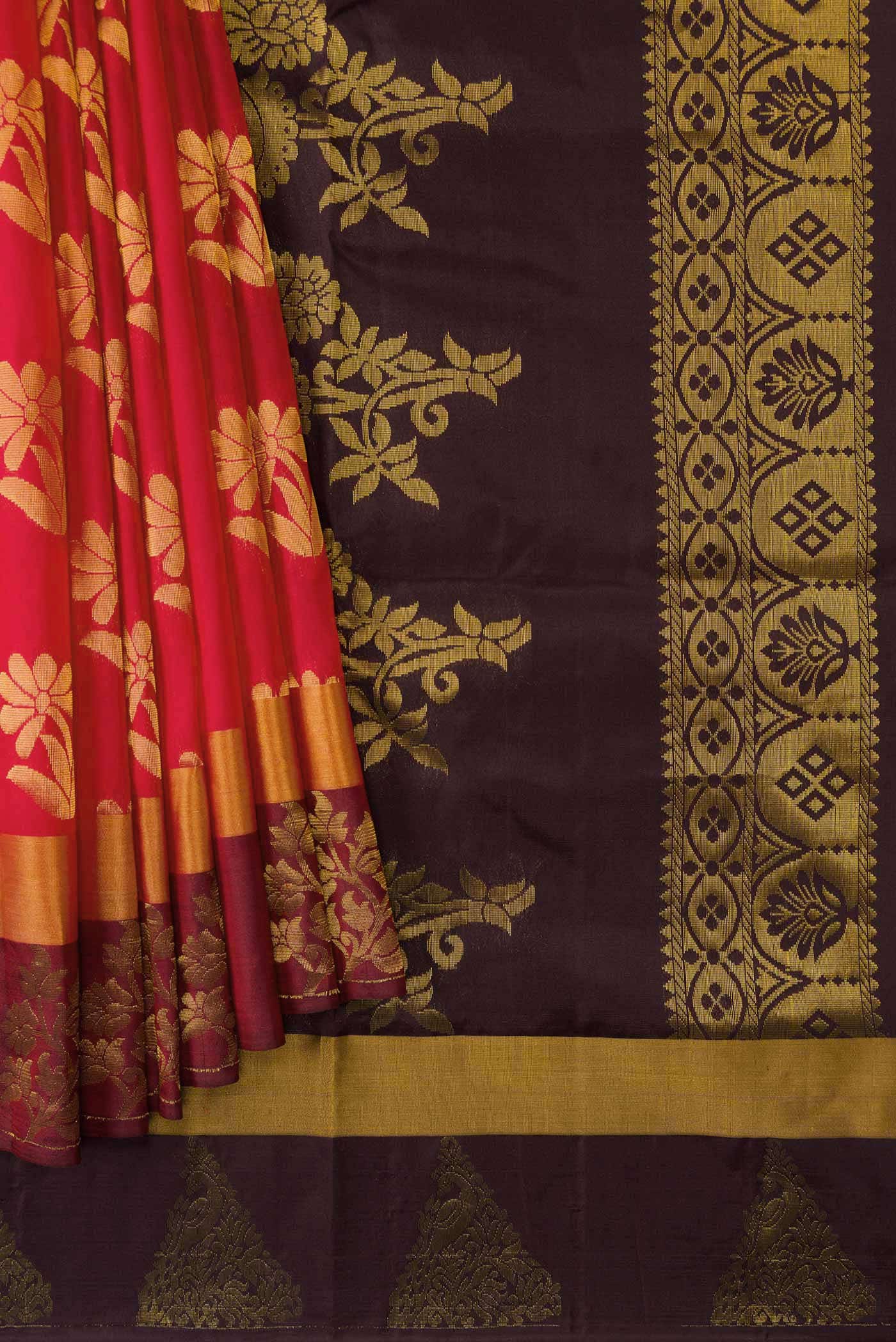 Red Dual Tone Soft Silk Saree