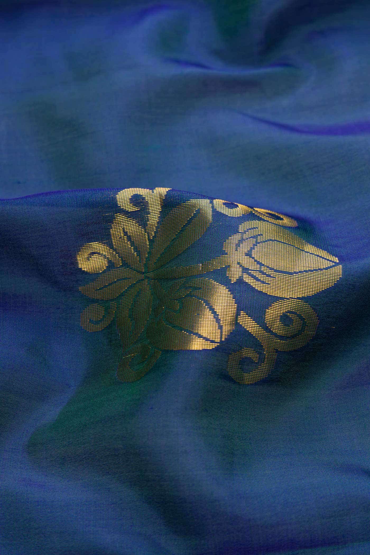Peacock Blue Dual Tone Soft Silk Saree