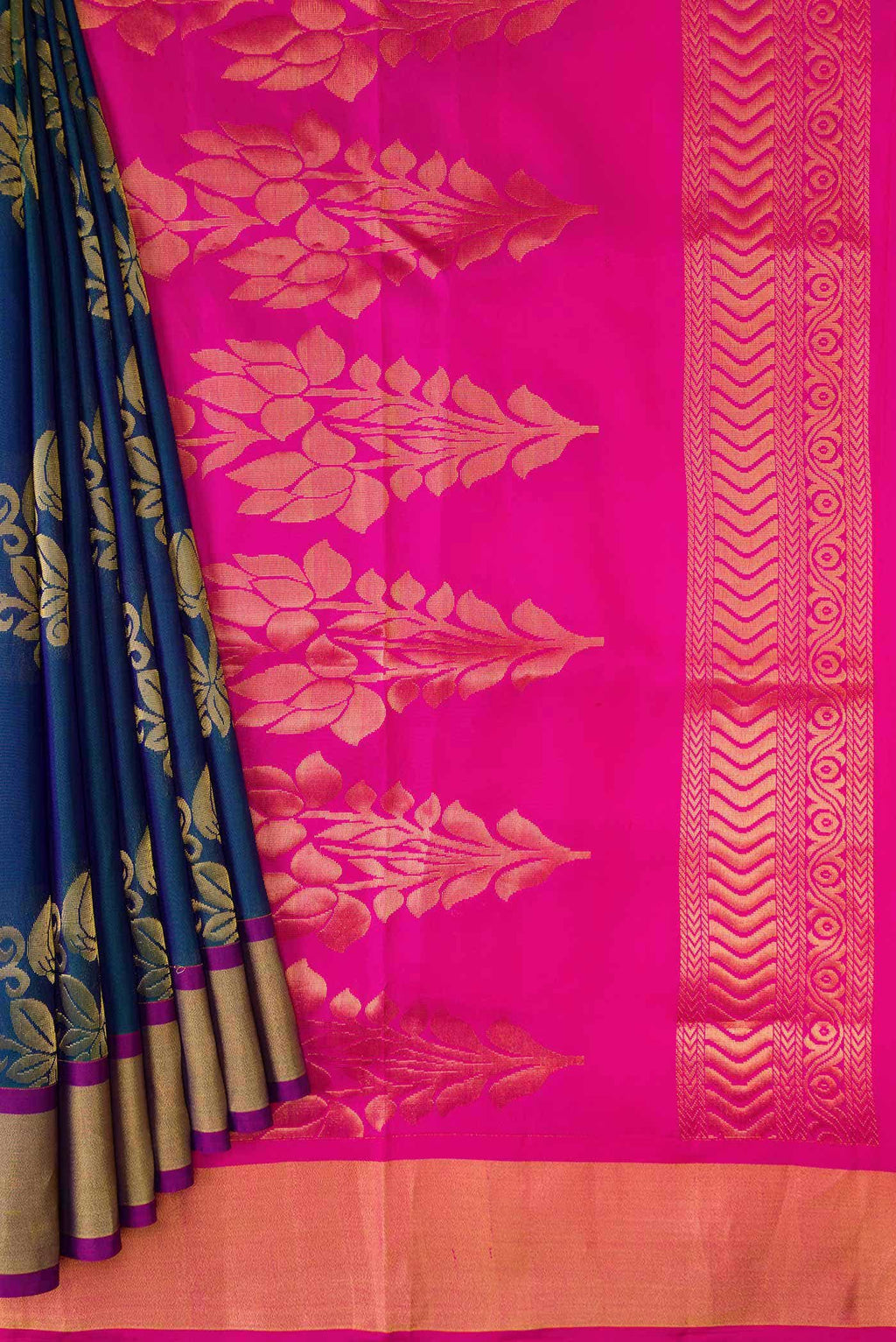 Peacock Blue Dual Tone Soft Silk Saree