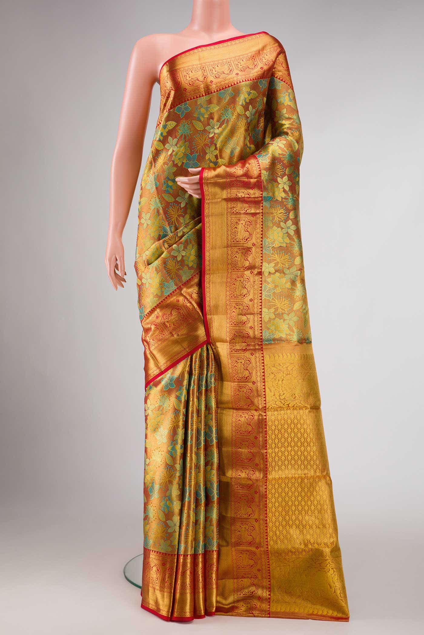 Maroon Dual Tone Kanchipuram Tissue Silk Saree