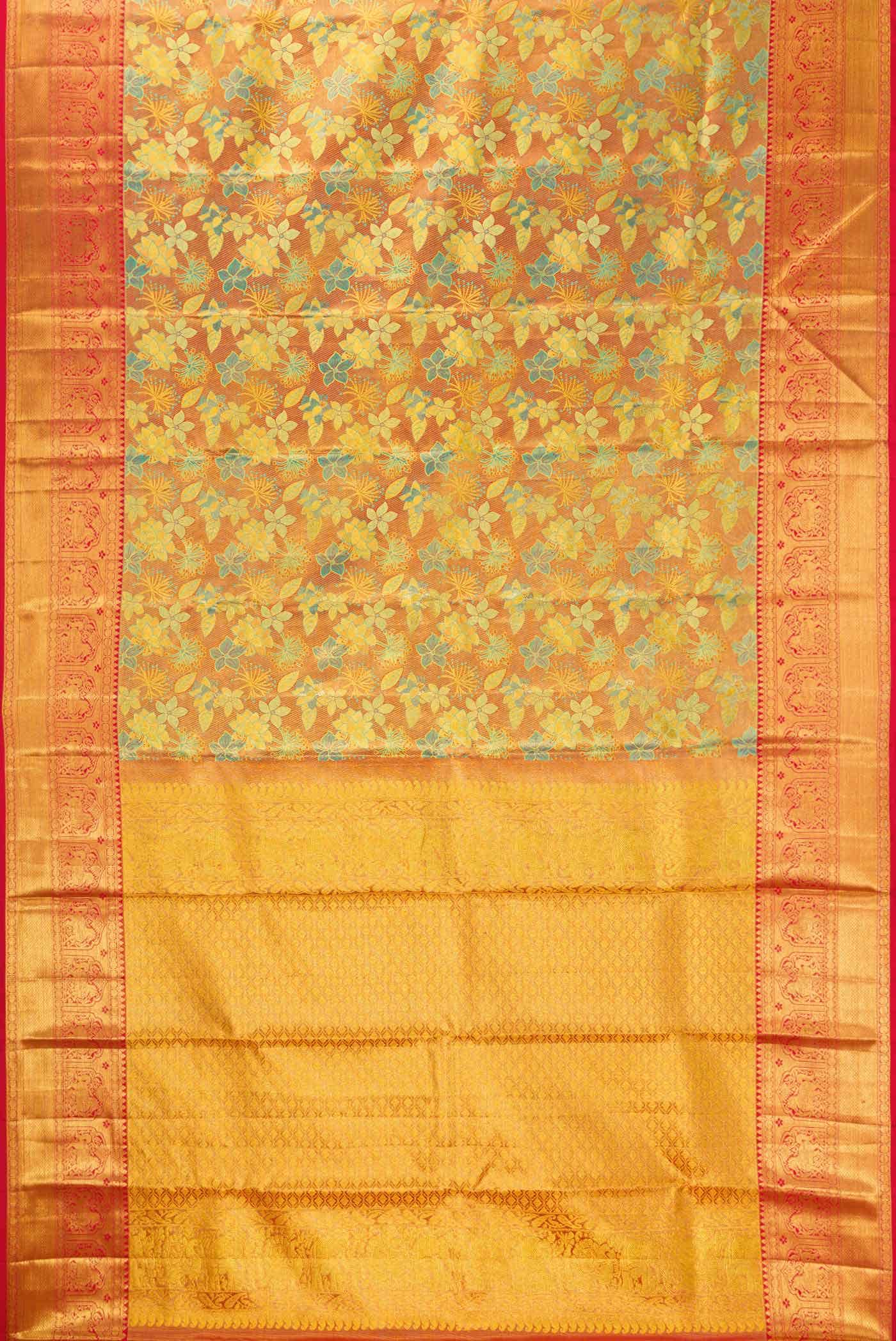 Maroon Dual Tone Kanchipuram Tissue Silk Saree