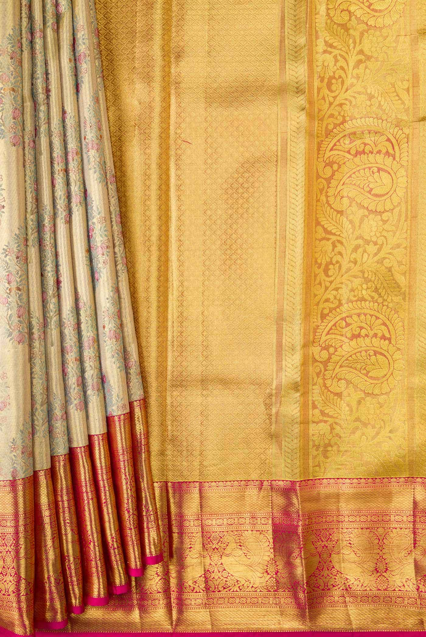 Gold Dual Tone Kanchipuram Tissue Silk Saree