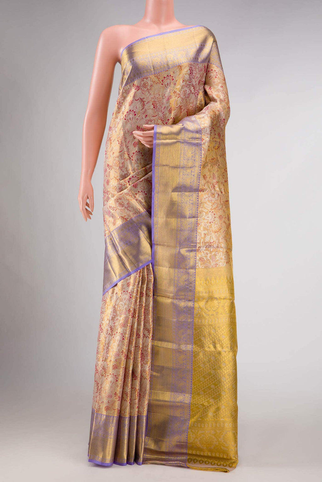 Pink Dual Tone Kanchipuram Tissue Silk Saree