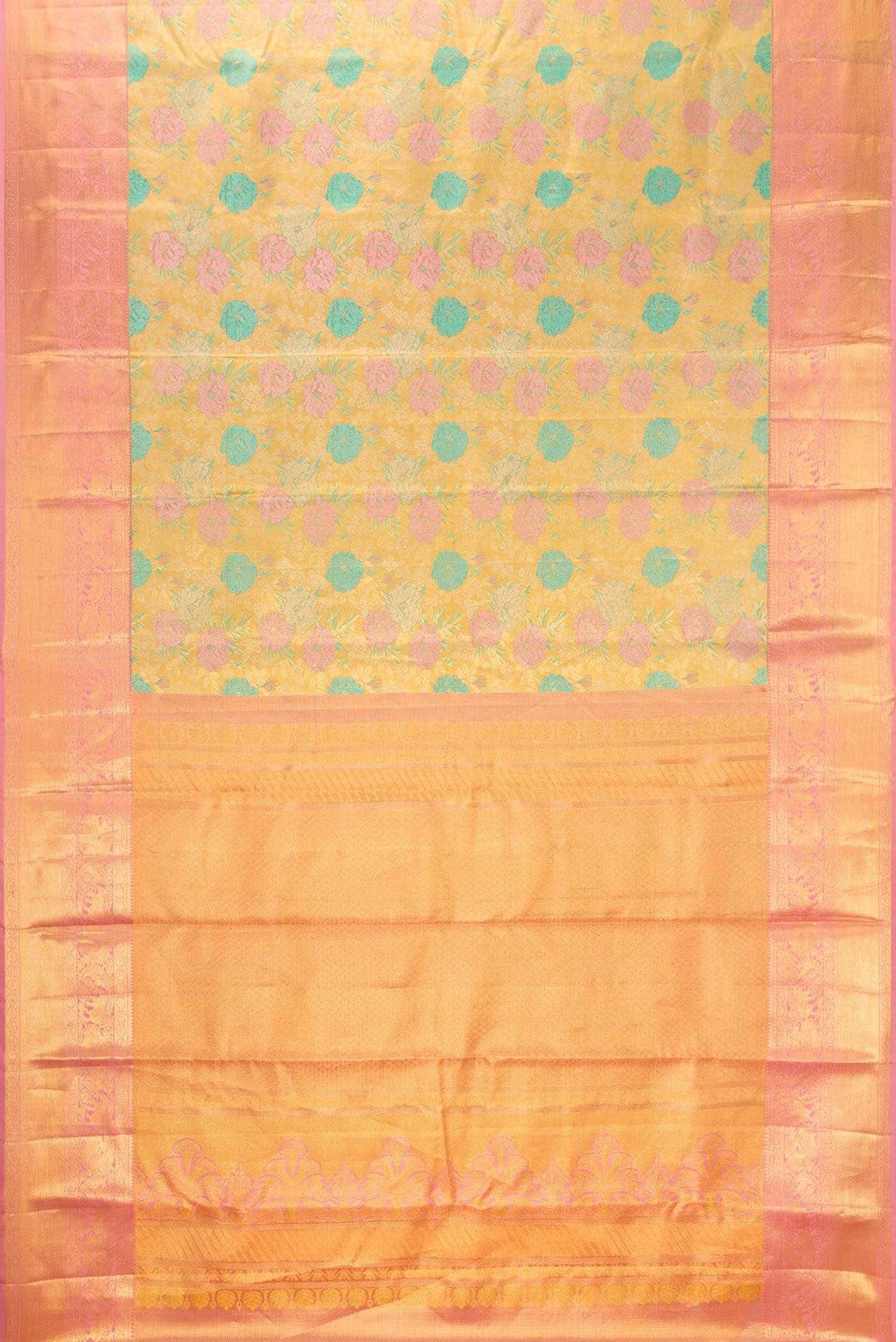 Gold Dual Tone Kanchipuram Tissue Silk Saree