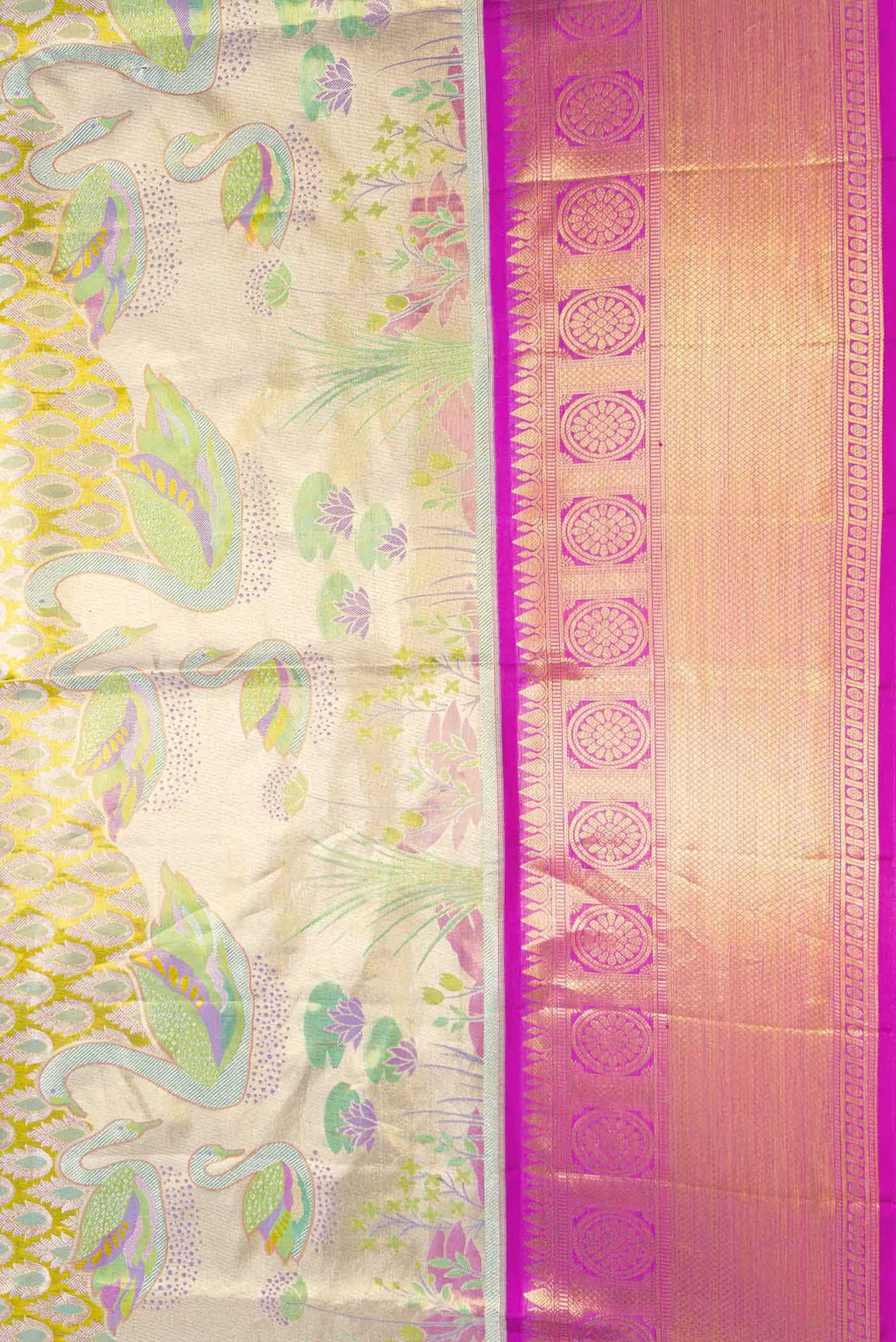 Gold Dual Tone Kanchipuram Tissue Silk Saree