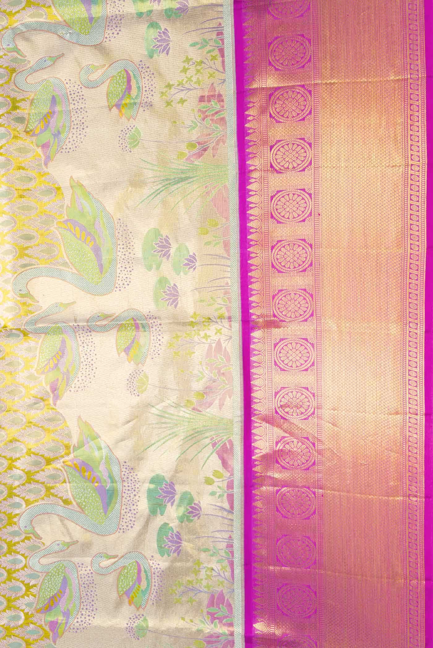 Gold Dual Tone Kanchipuram Tissue Silk Saree