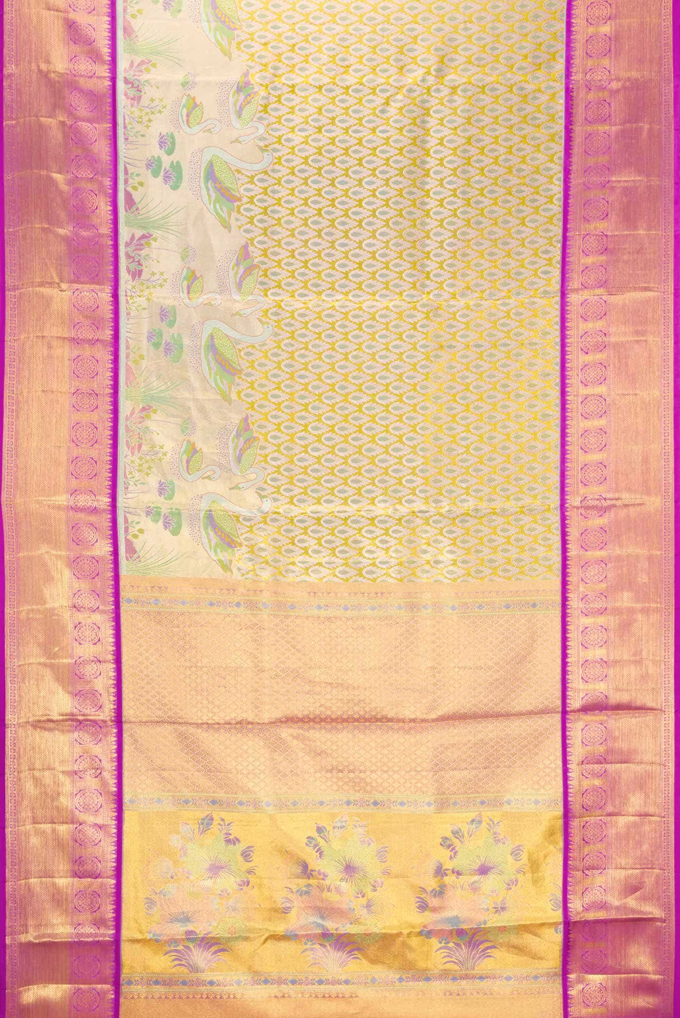 Gold Dual Tone Kanchipuram Tissue Silk Saree