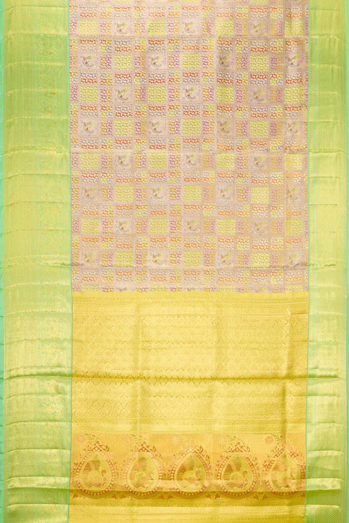 Gold Dual Tone Kanchipuram Tissue Silk Saree