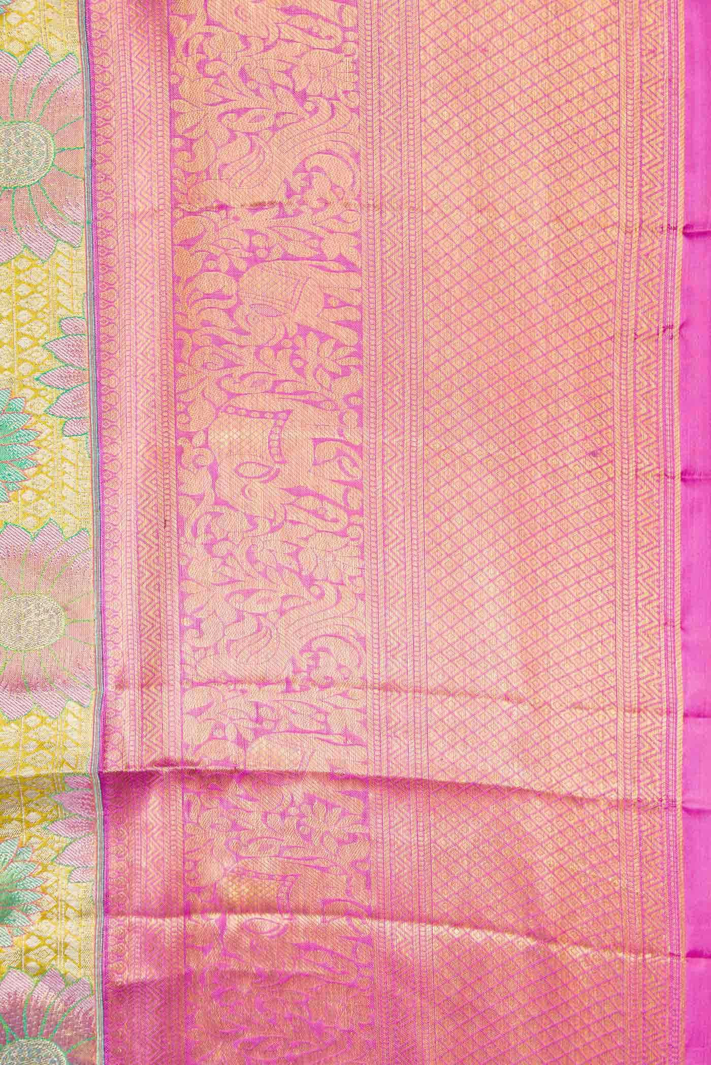Gold Dual Tone Kanchipuram Tissue Silk Saree
