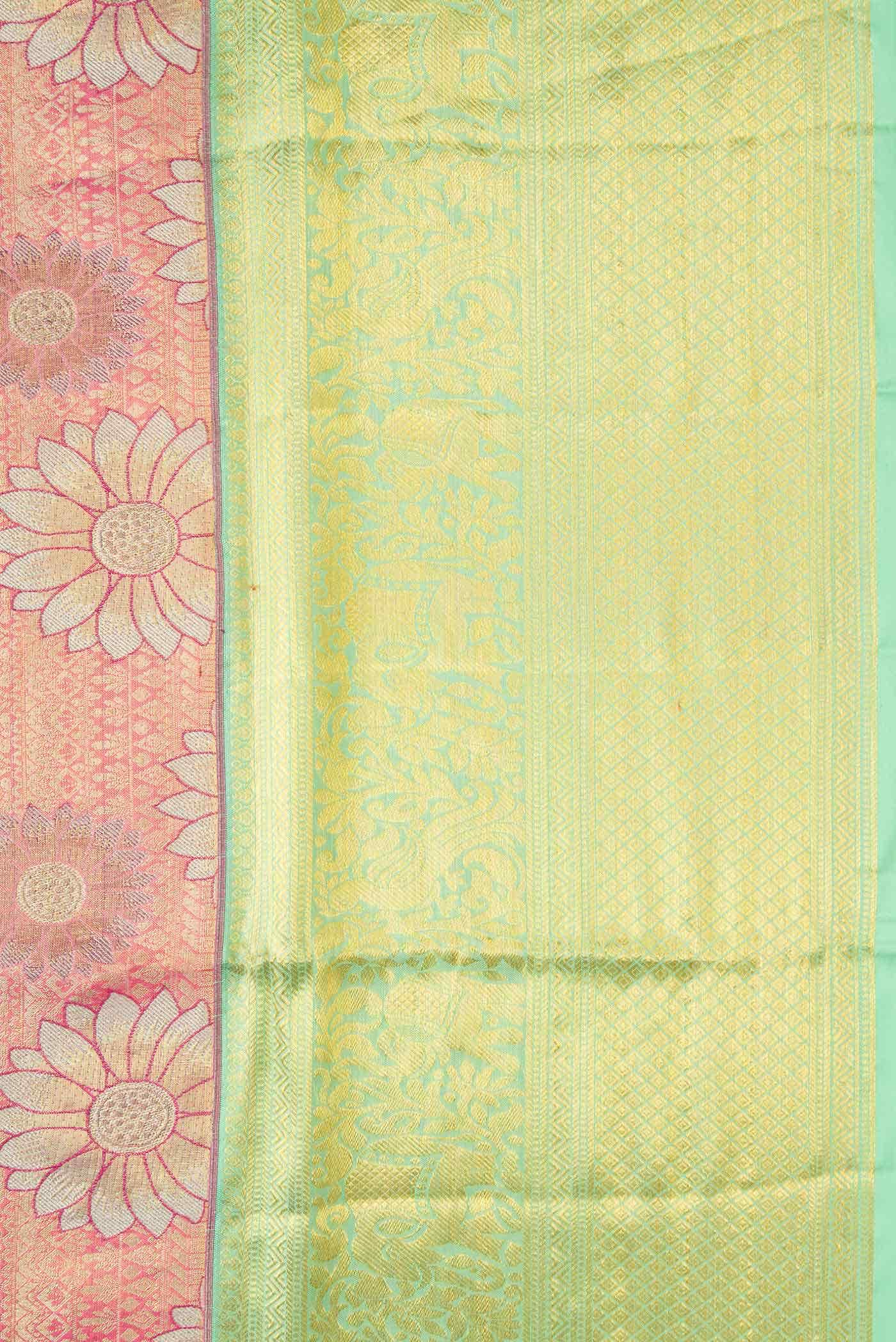 Peach Dual Tone Kanjivaram Tissue Silk Saree