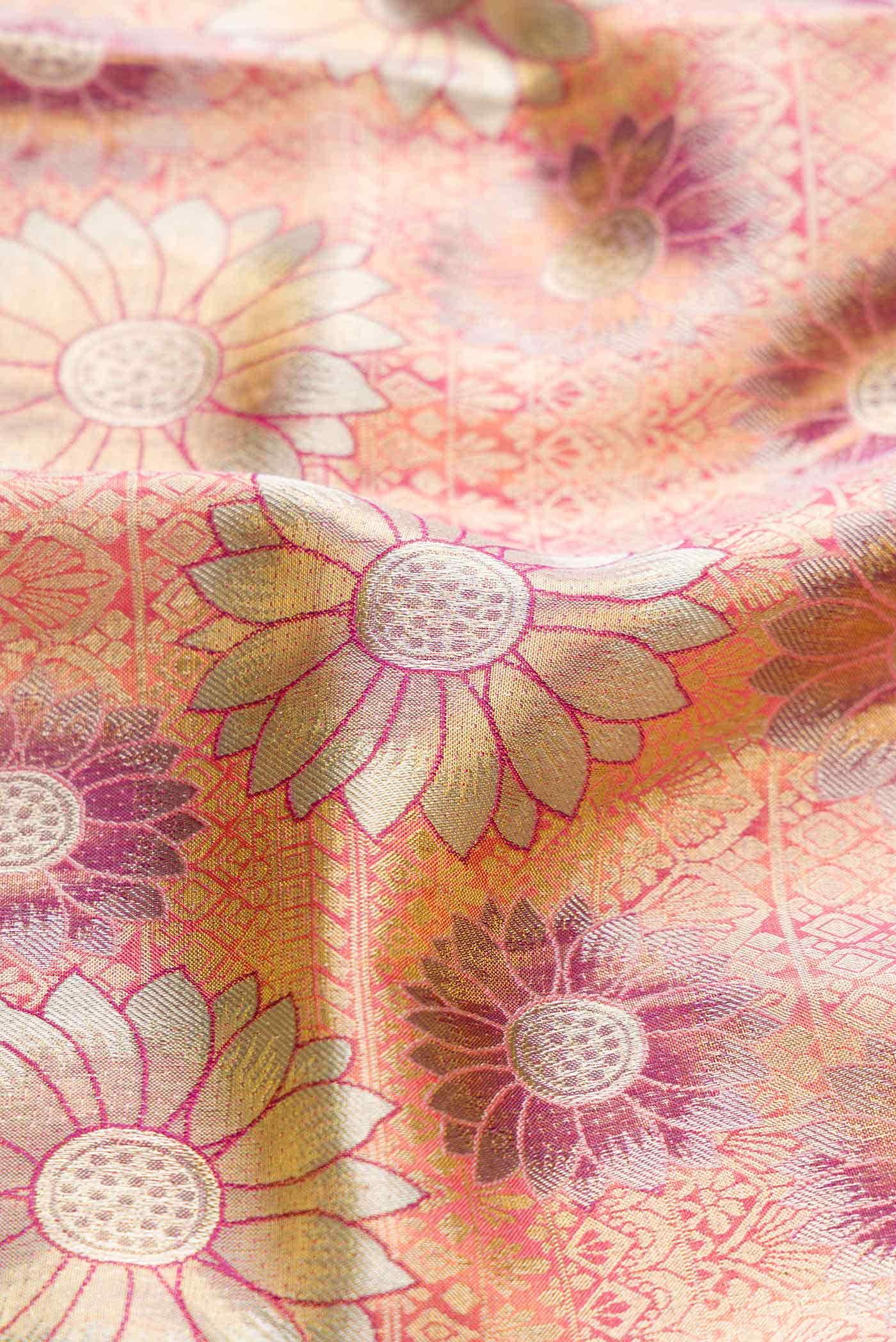 Peach Dual Tone Kanjivaram Tissue Silk Saree