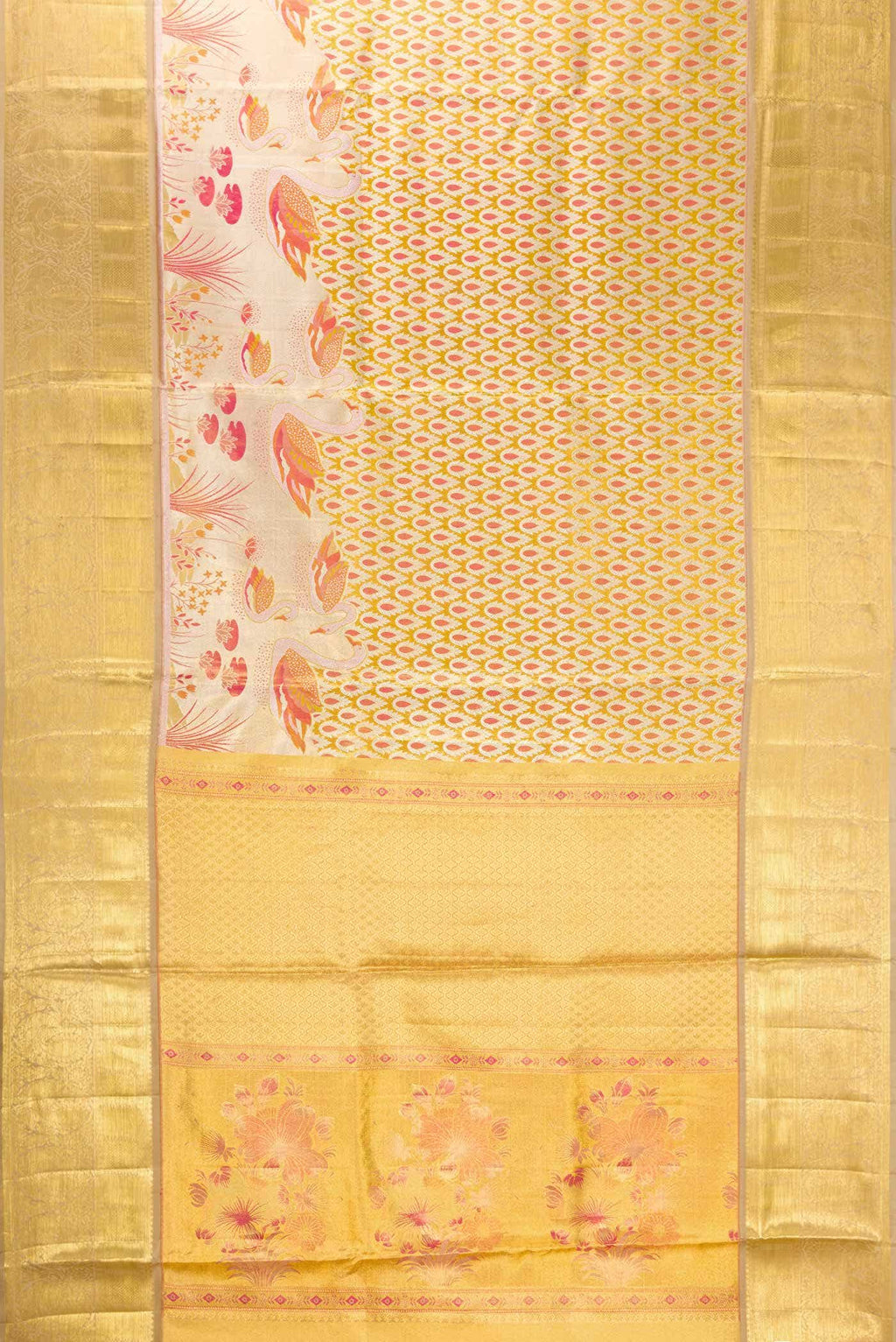 Gold Dual Tone Kanchipuram Tissue Silk Saree