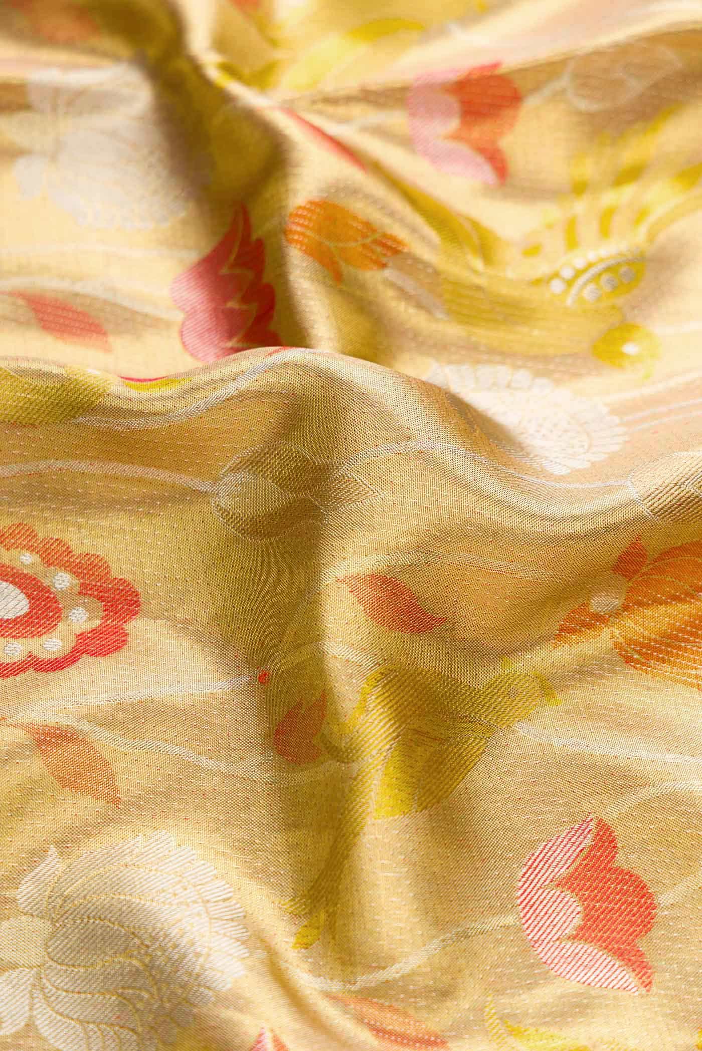 Gold Dual Tone Kanchipuram Tissue Silk Saree