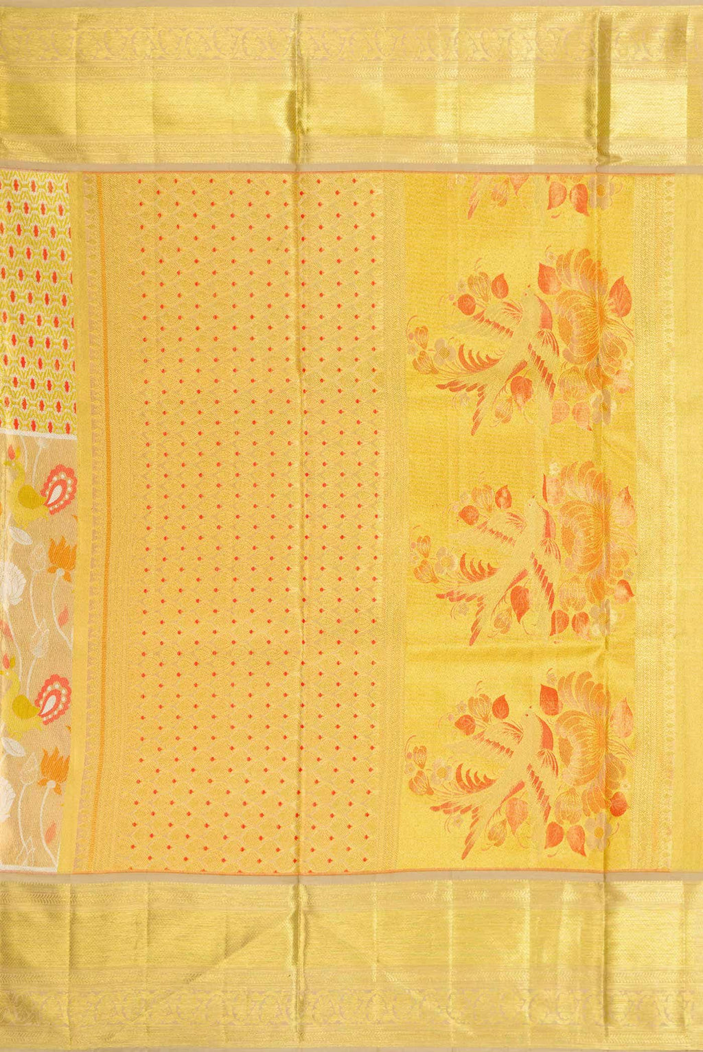 Gold Dual Tone Kanchipuram Tissue Silk Saree