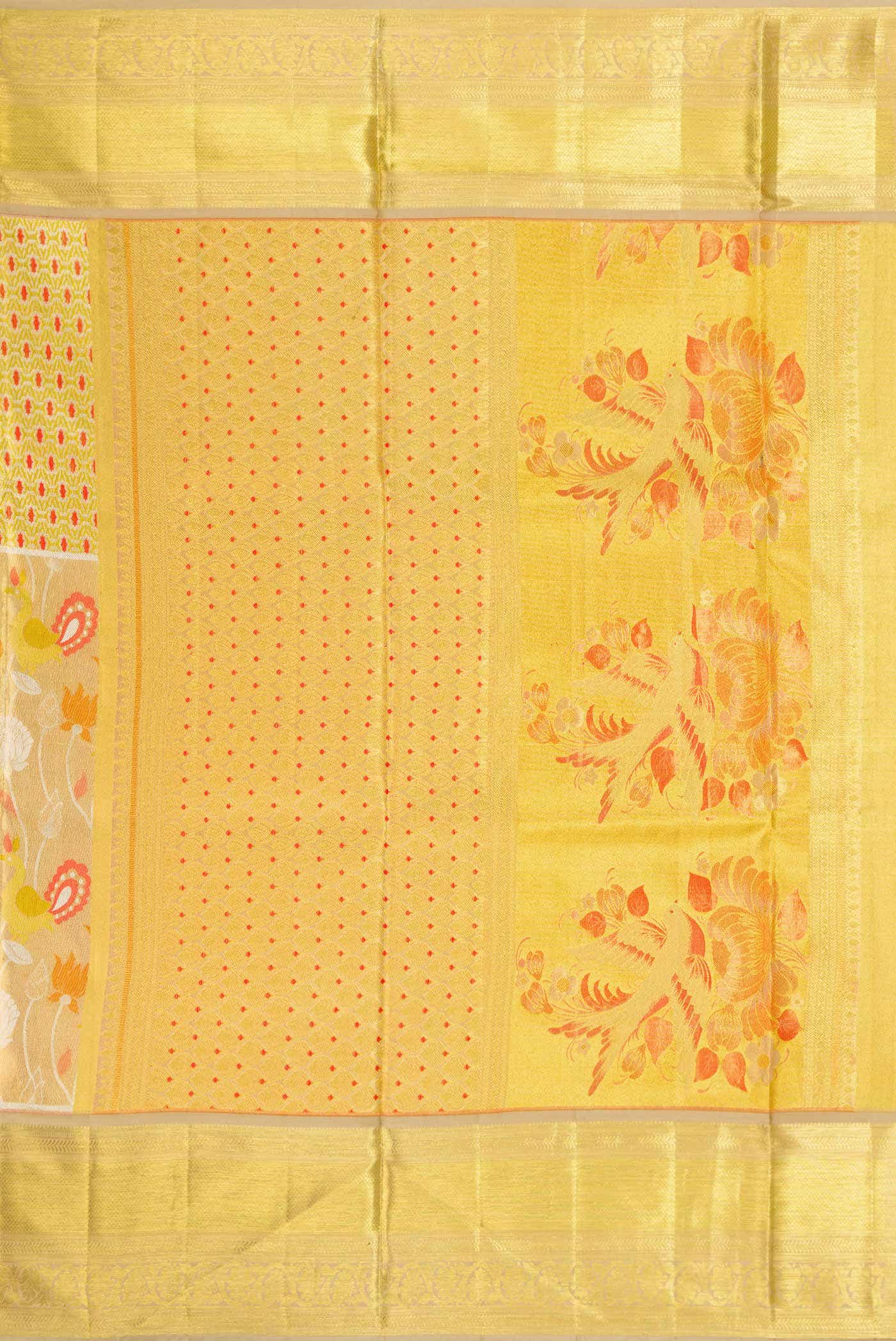 Gold Dual Tone Kanchipuram Tissue Silk Saree