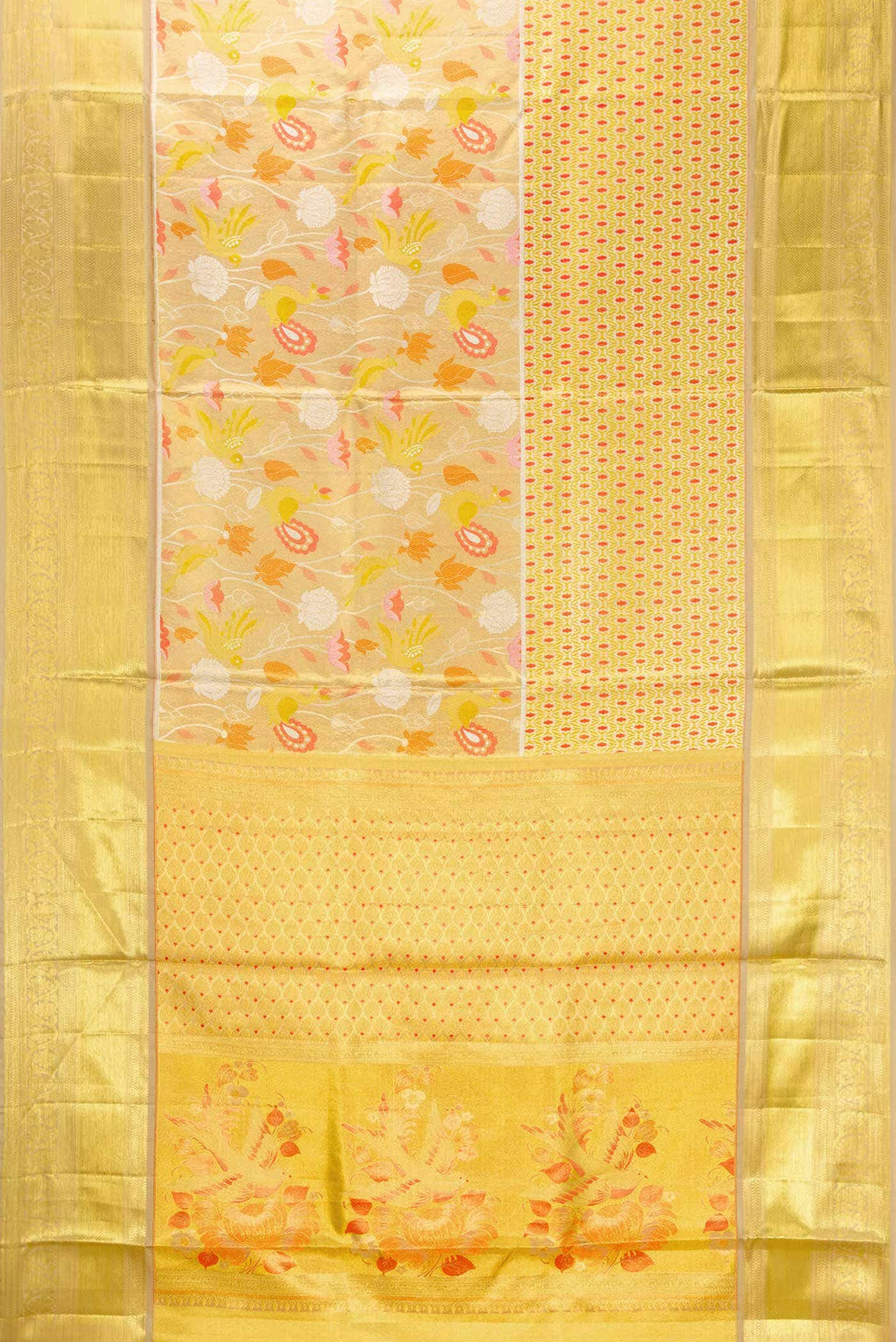 Gold Dual Tone Kanchipuram Tissue Silk Saree