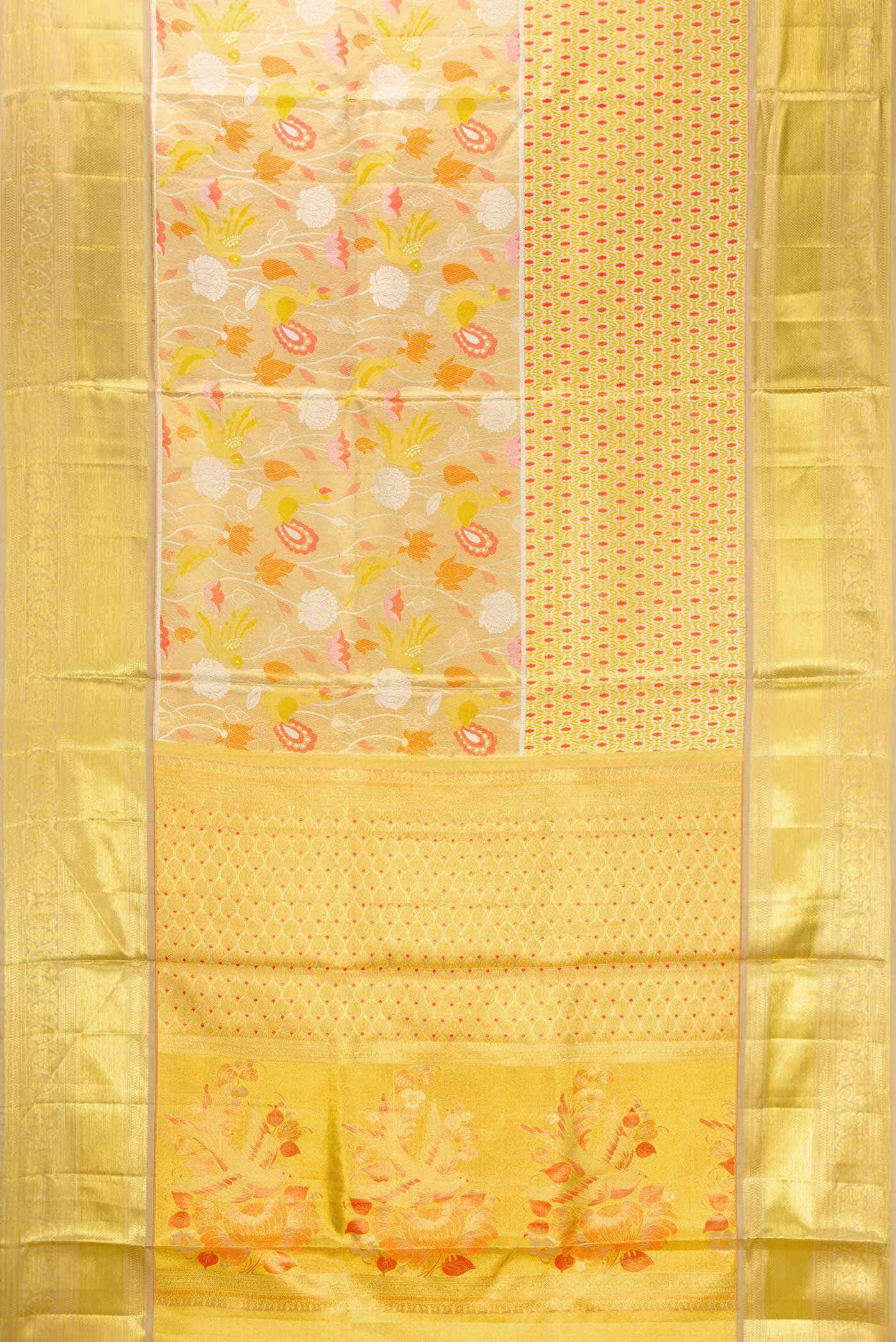 Gold Dual Tone Kanchipuram Tissue Silk Saree