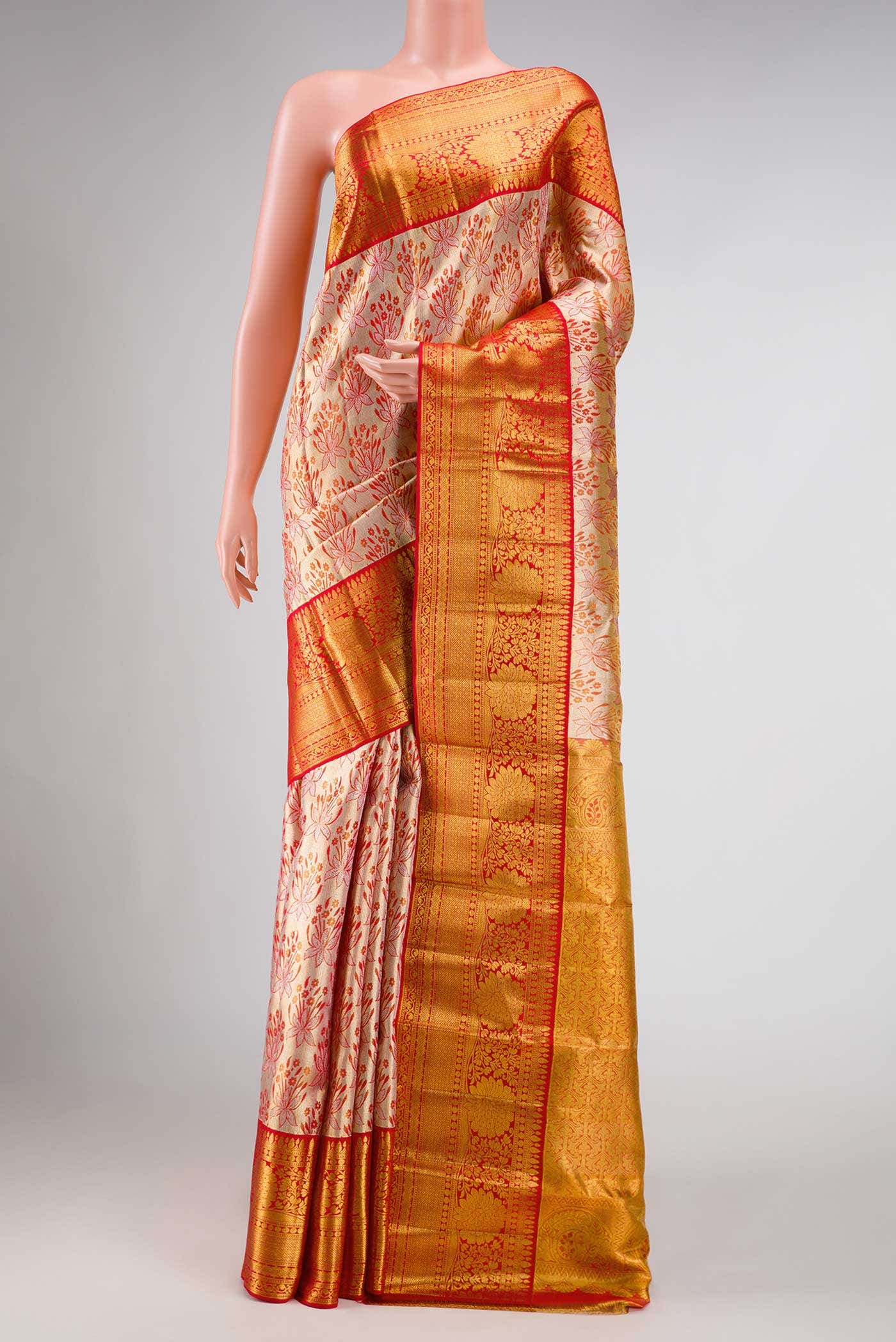 Gold Dual Tone Kanchipuram Tissue Silk Saree