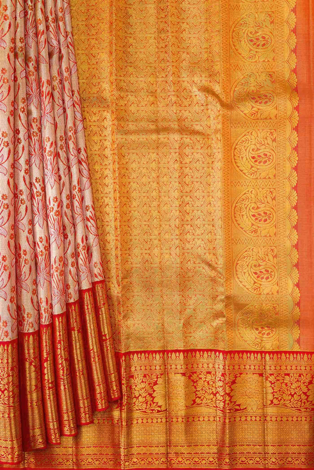 Gold Dual Tone Kanchipuram Tissue Silk Saree