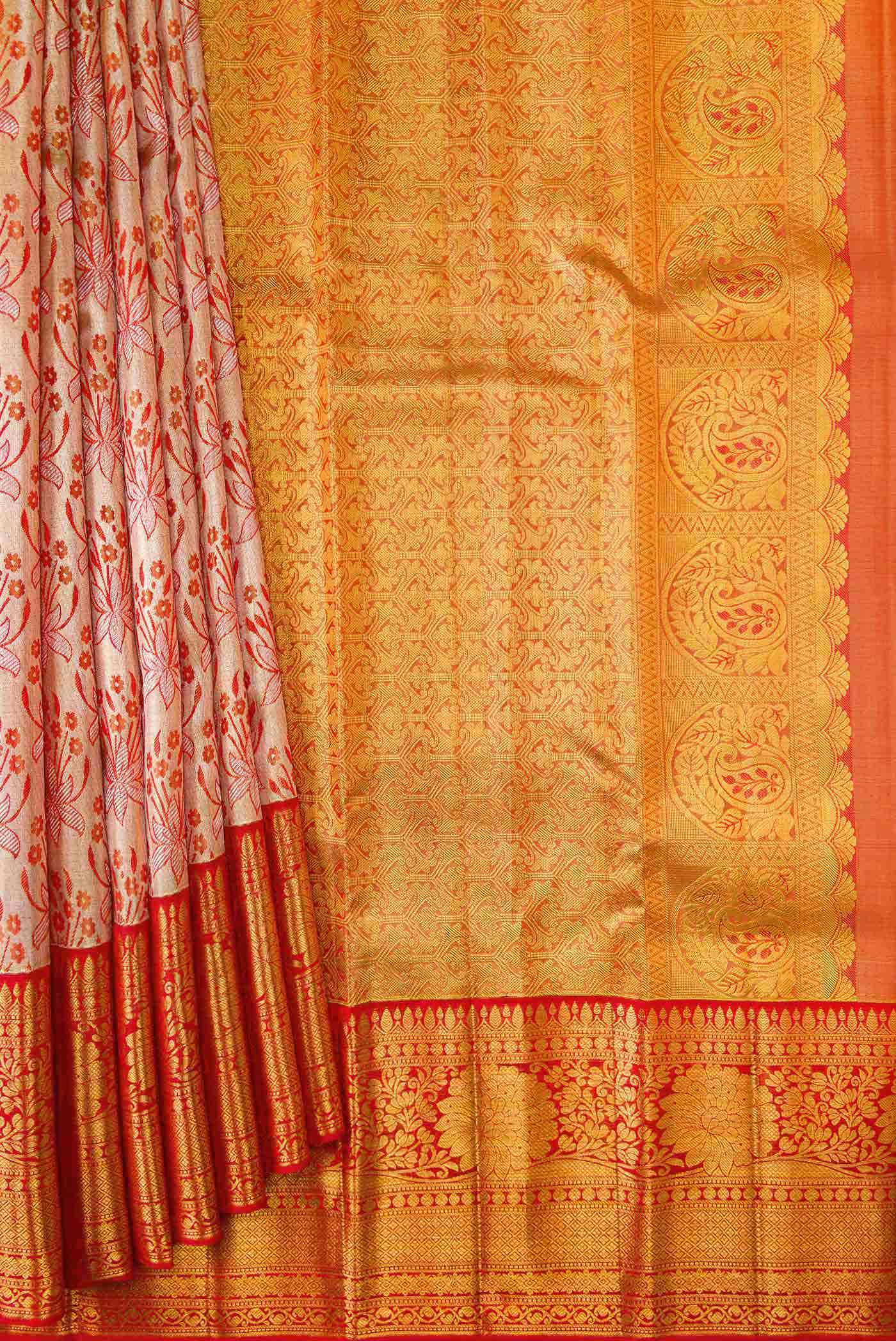 Gold Dual Tone Kanchipuram Tissue Silk Saree