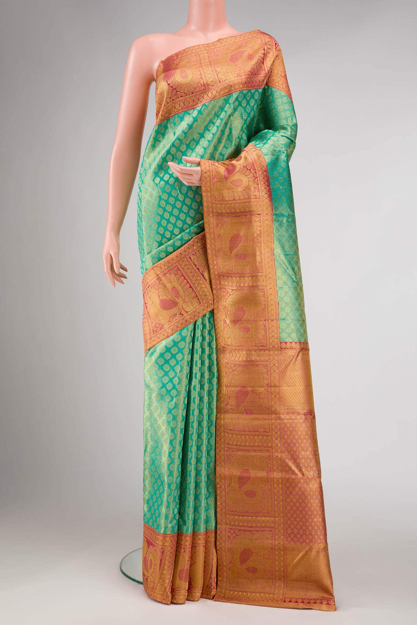 Light Green Kanchipuram Tissue Silk Saree