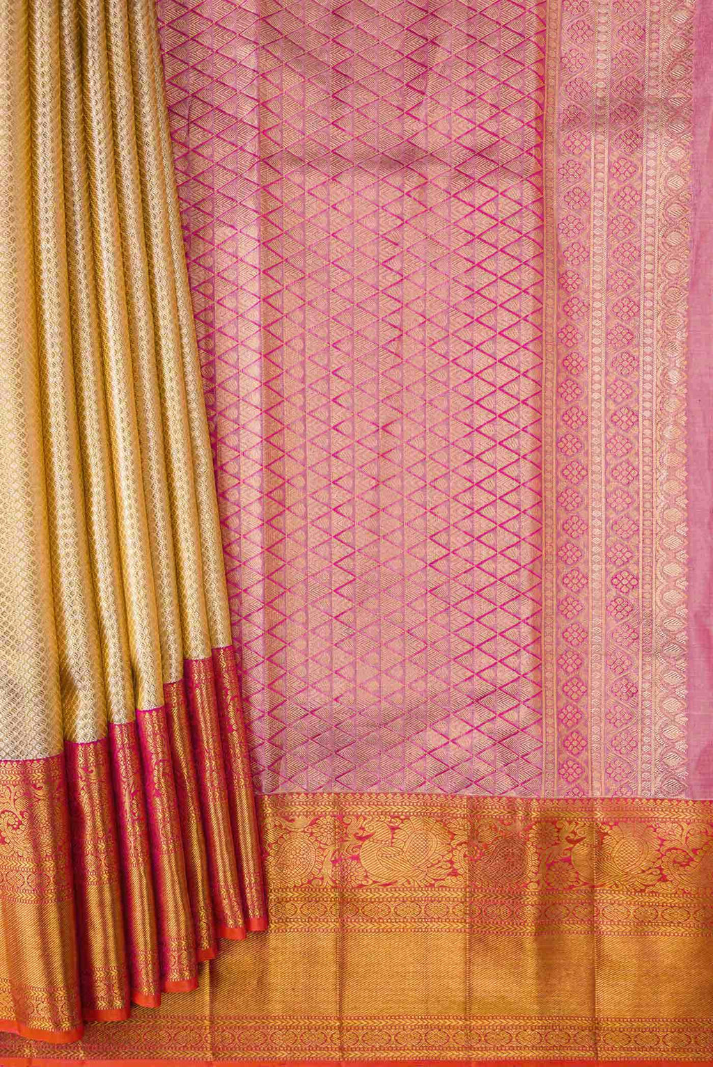 Sandal Dual Tone Kanchipuram Tissue Silk Saree