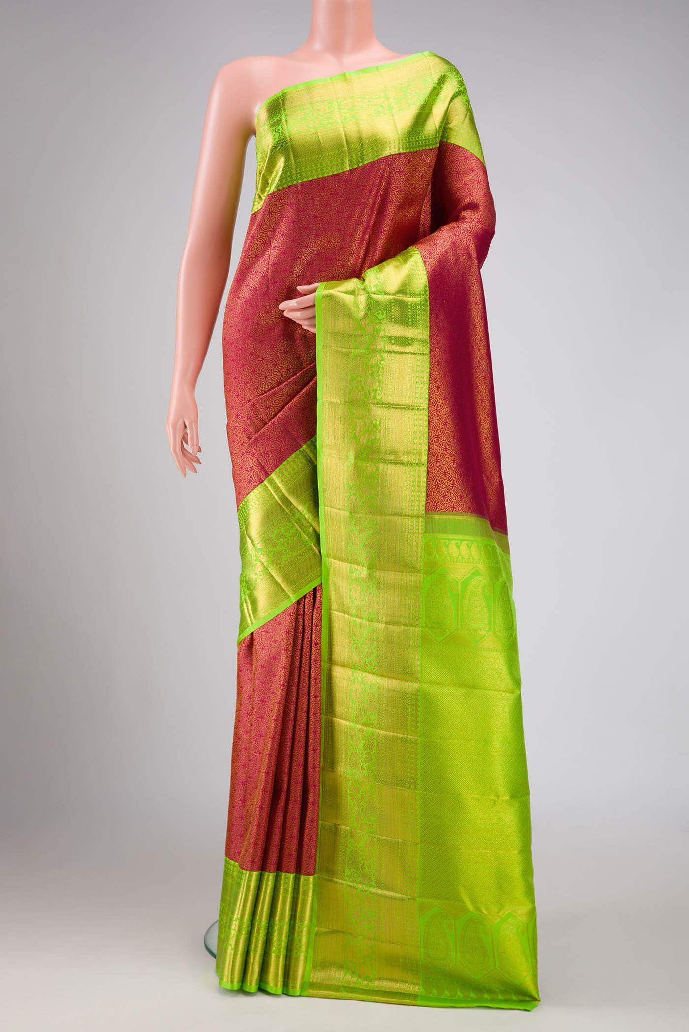 Maroon Dual Tone Kanchipuram Silk Saree