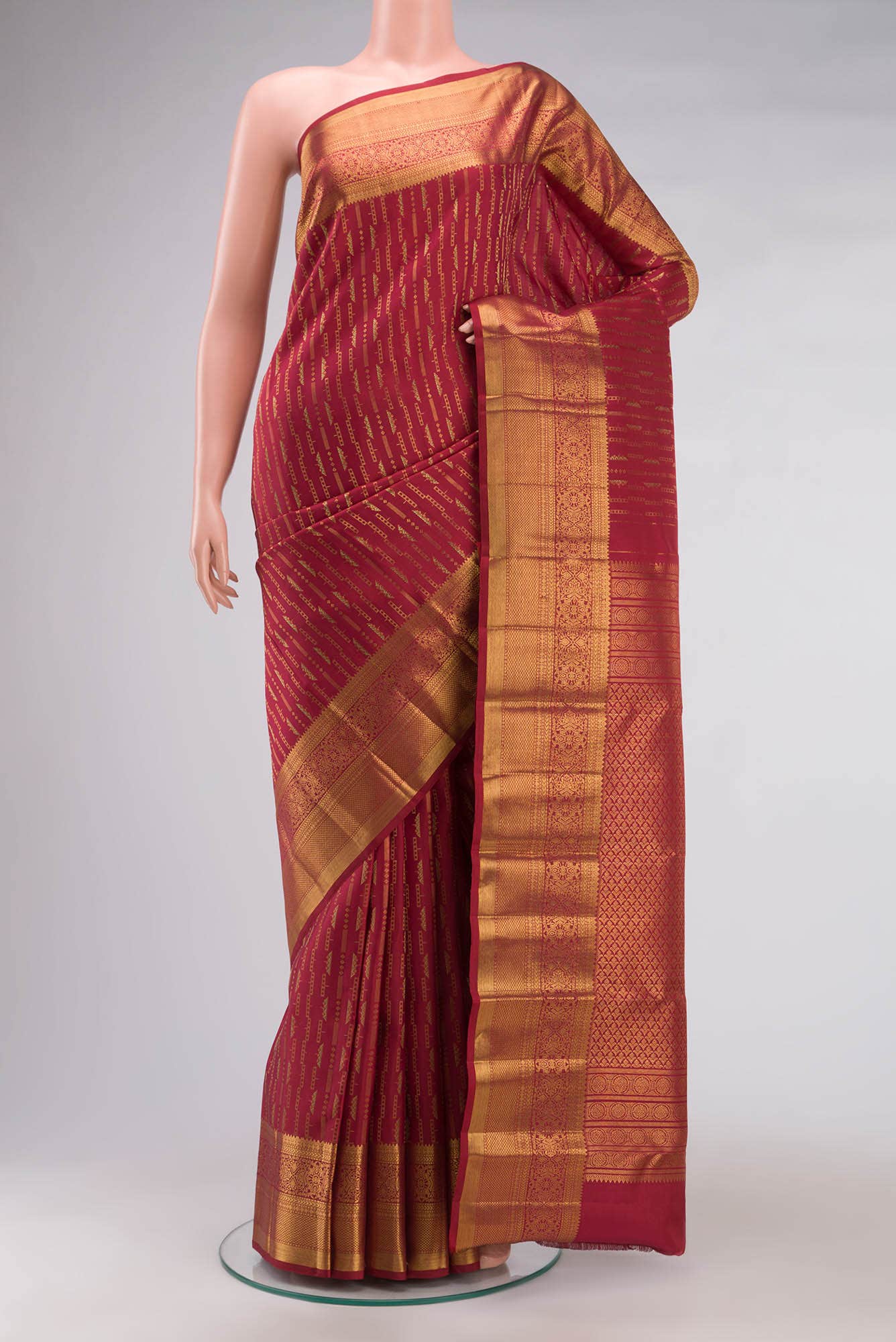 Maroon Kanchipuram Silk Saree