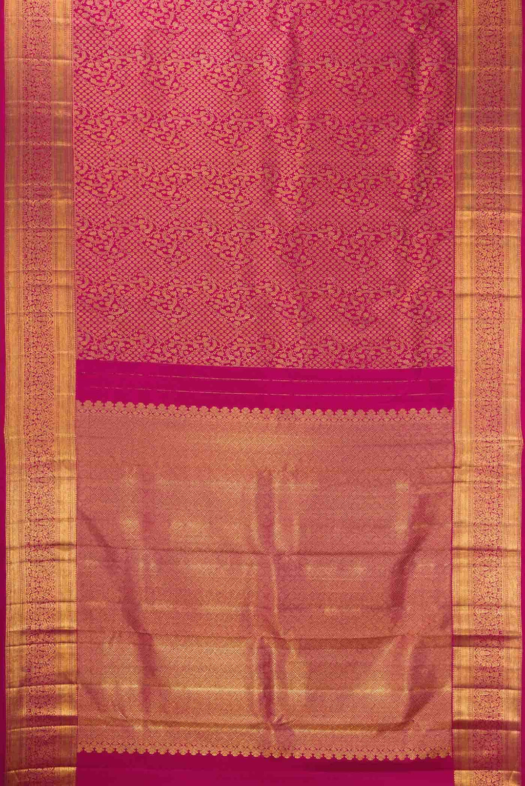 Dark Pink Dual Tone Kanchipuram Silk Saree