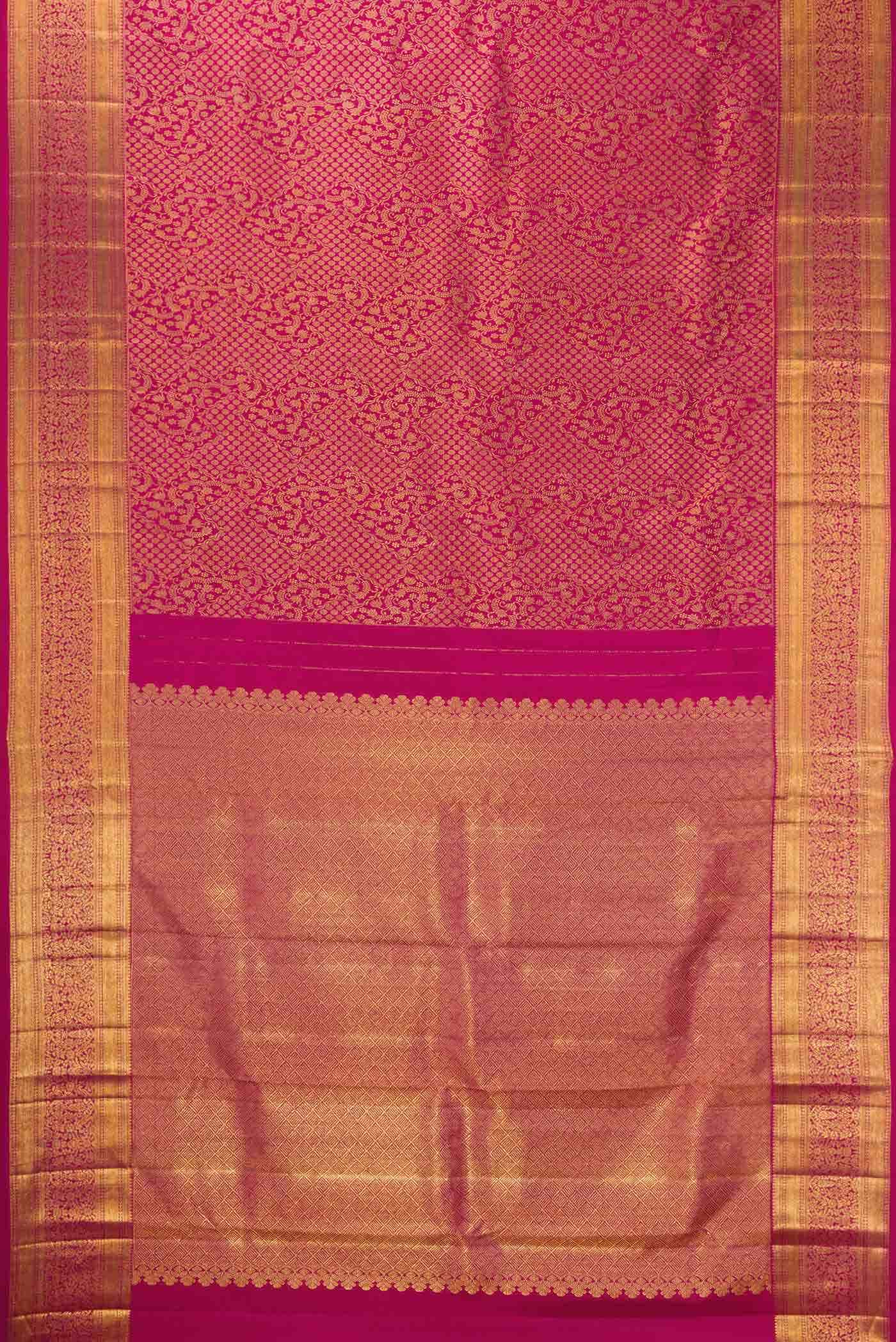 Dark Pink Dual Tone Kanchipuram Silk Saree