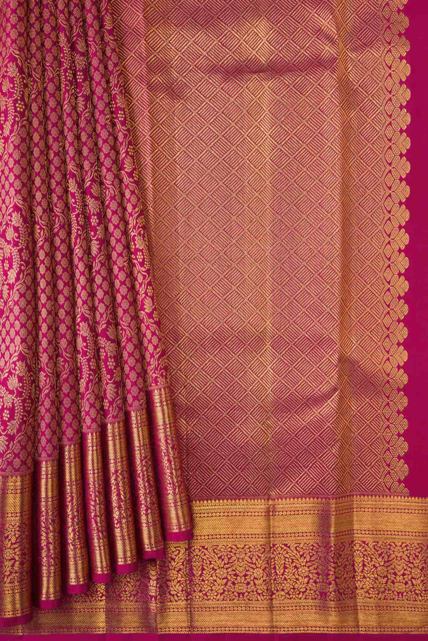 Dark Pink Dual Tone Kanchipuram Silk Saree